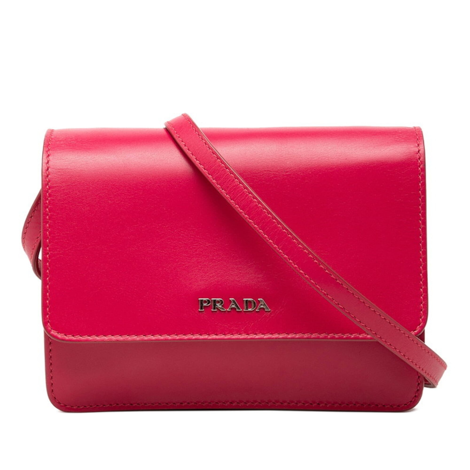 Prada Pink Leather Shoulder Bag (Pre-Owned)