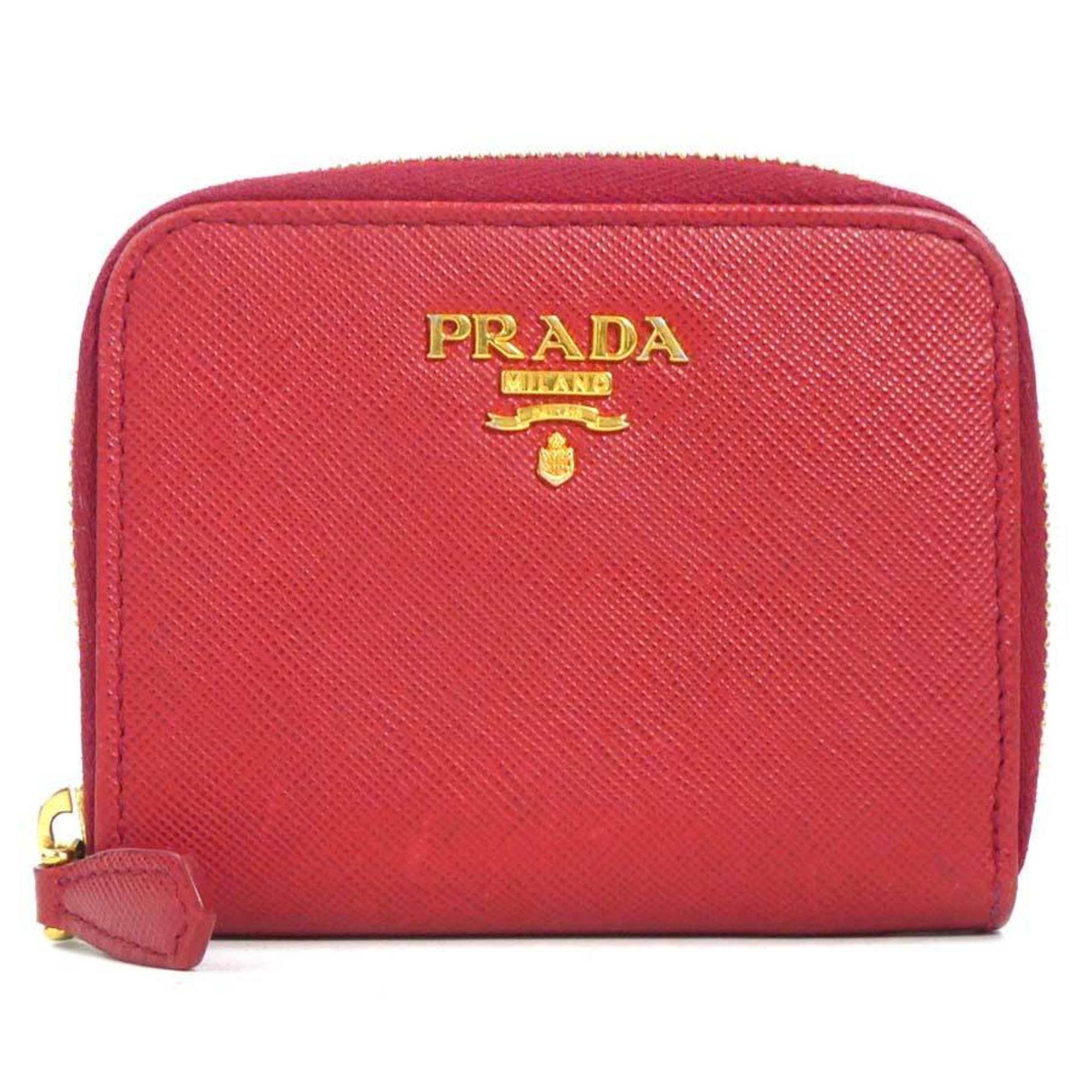Prada Red Color Leather Coin Purse/Coin Case (Pre-Owned)