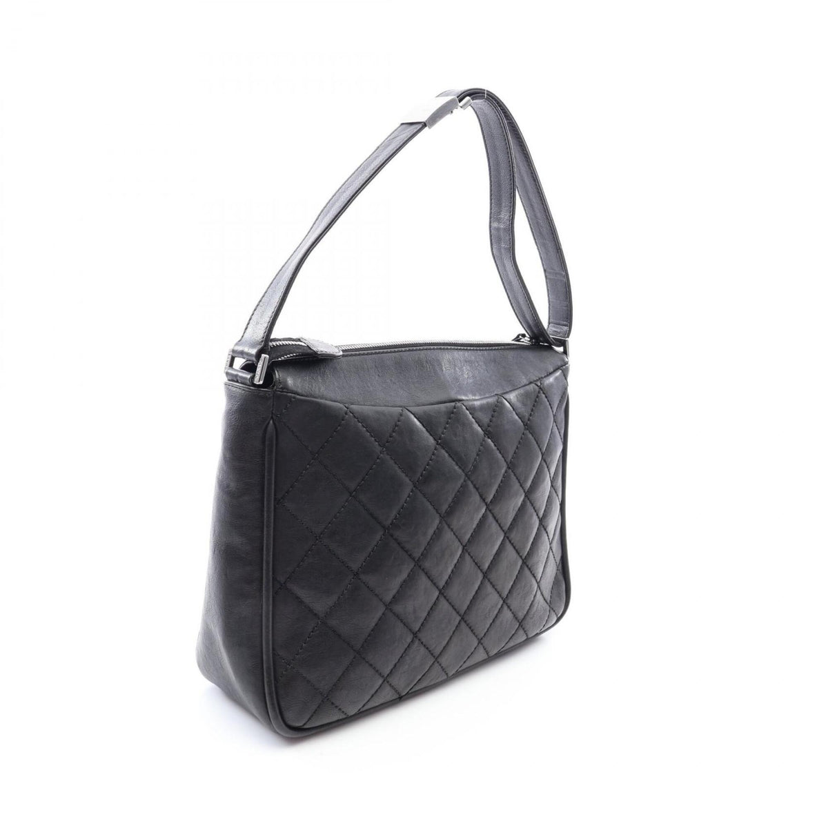 Chanel Black Leather Handbag Shoulder Bag (Pre-Owned)