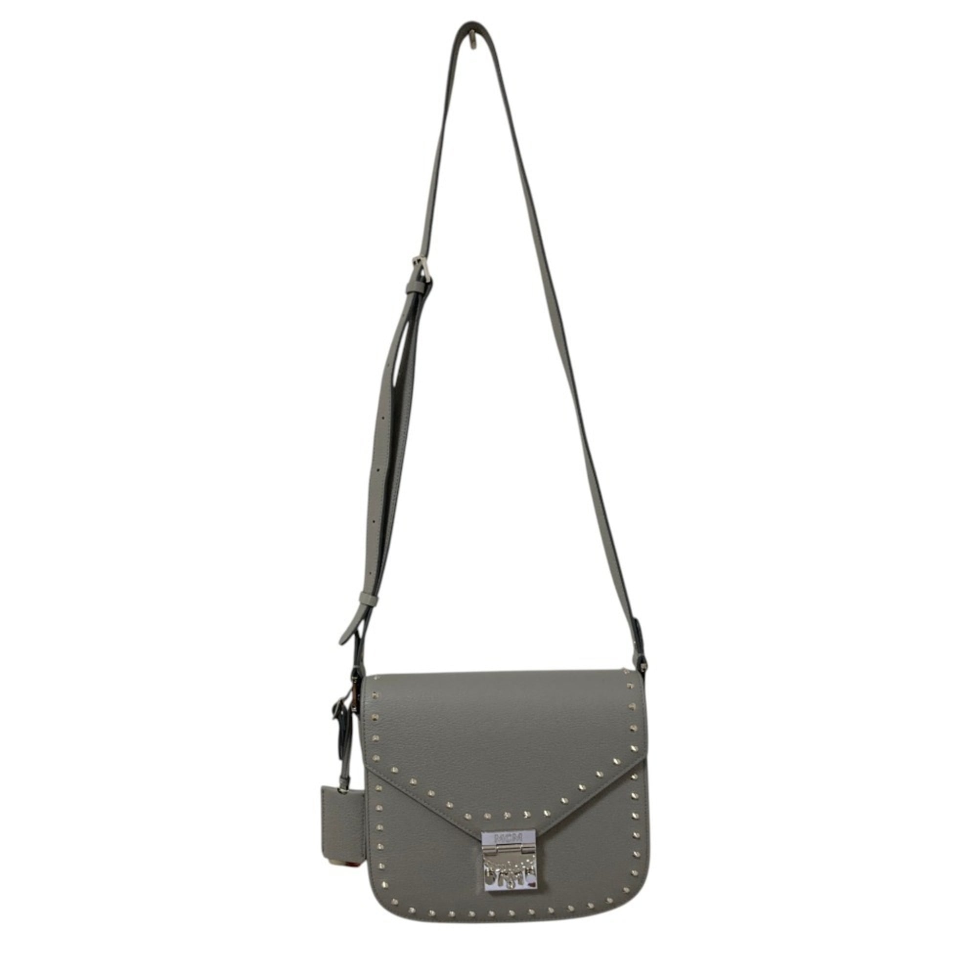 Mcm Gray Leather Shoulder Bag (Pre-Owned)