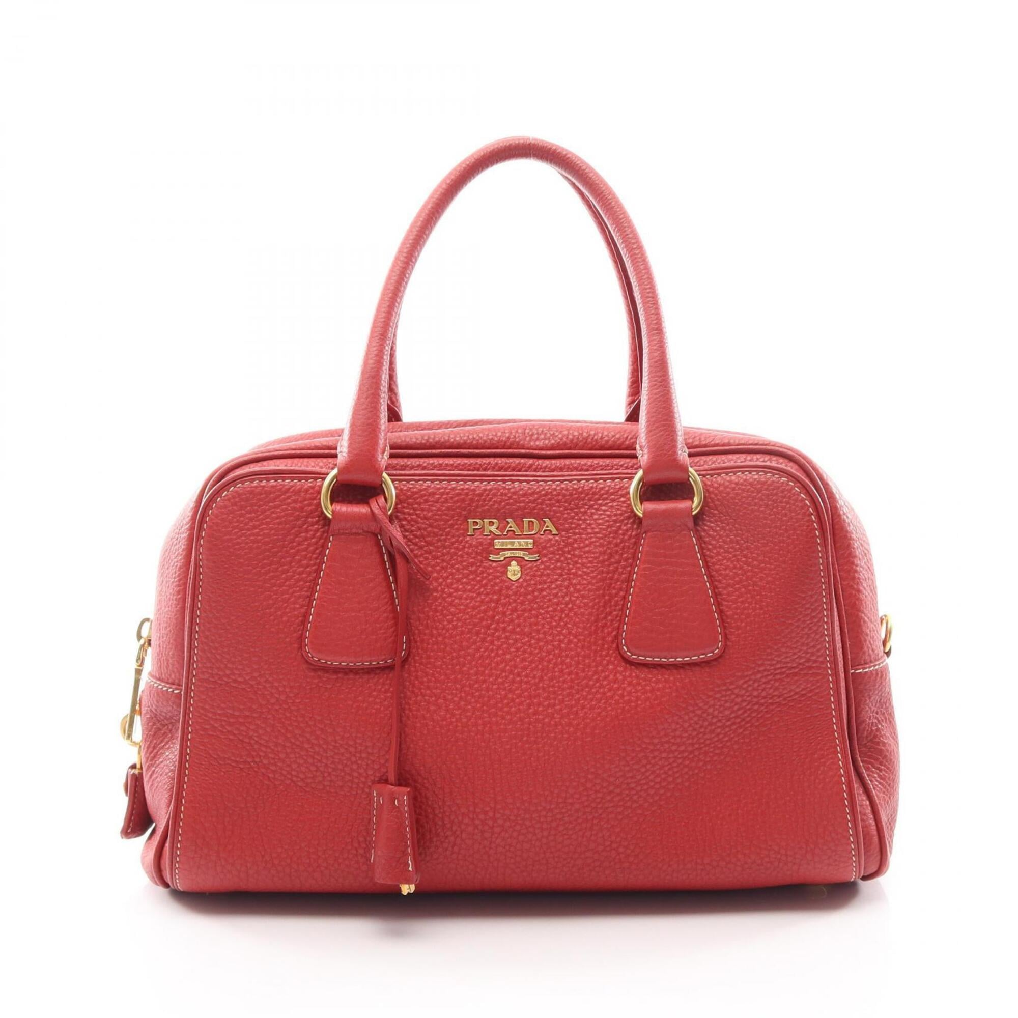 Prada Red Color Leather Handbag (Pre-Owned)