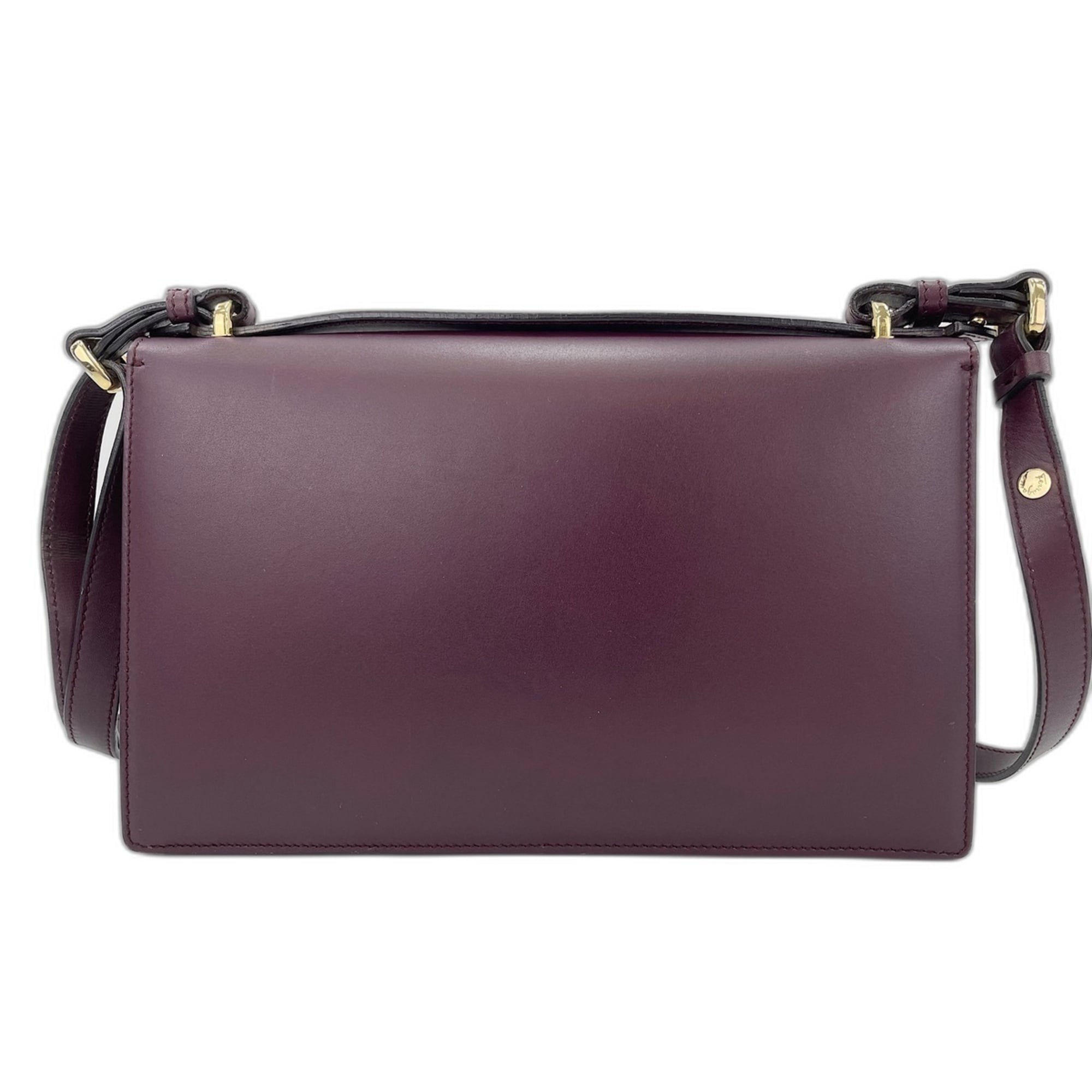 Salvatore Ferragamo Gancini Wine Leather Shoulder Bag (Pre-Owned)