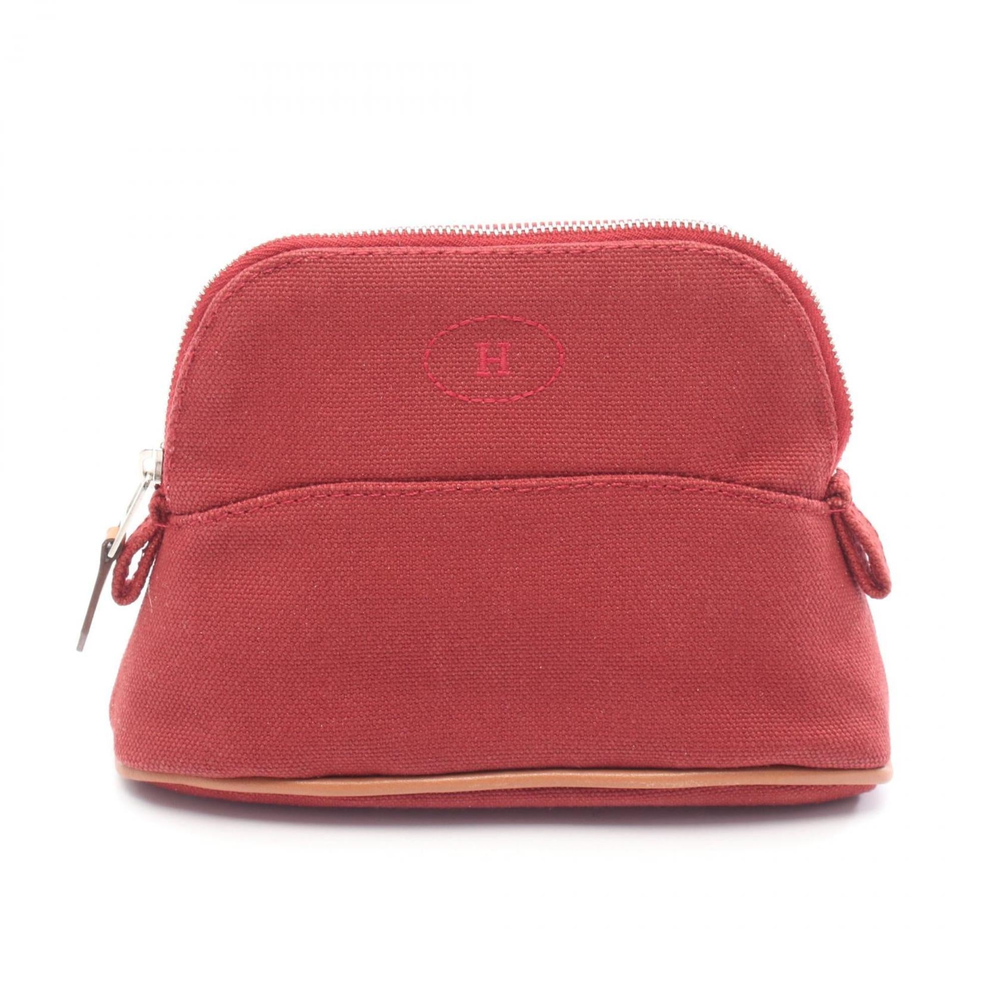 Hermes Bordeaux Brown Rouge H Canvas Leather Pouch (Pre-Owned)