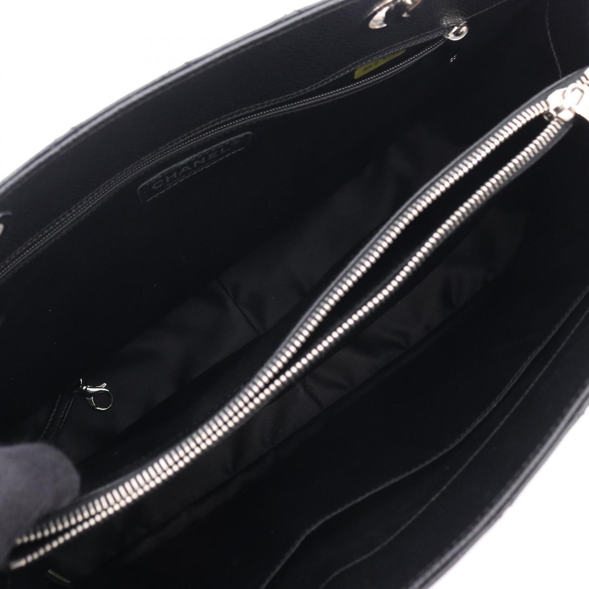 Chanel Black Grained Calfskin Handbag Tote Bag (Pre-Owned)