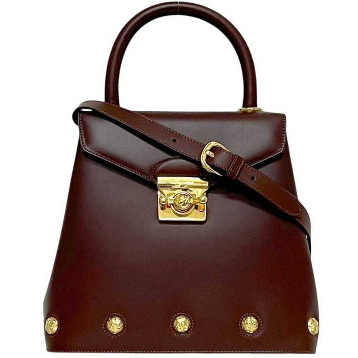 Salvatore Ferragamo Brown Leather Handbag Shoulder Bag (Pre-Owned)