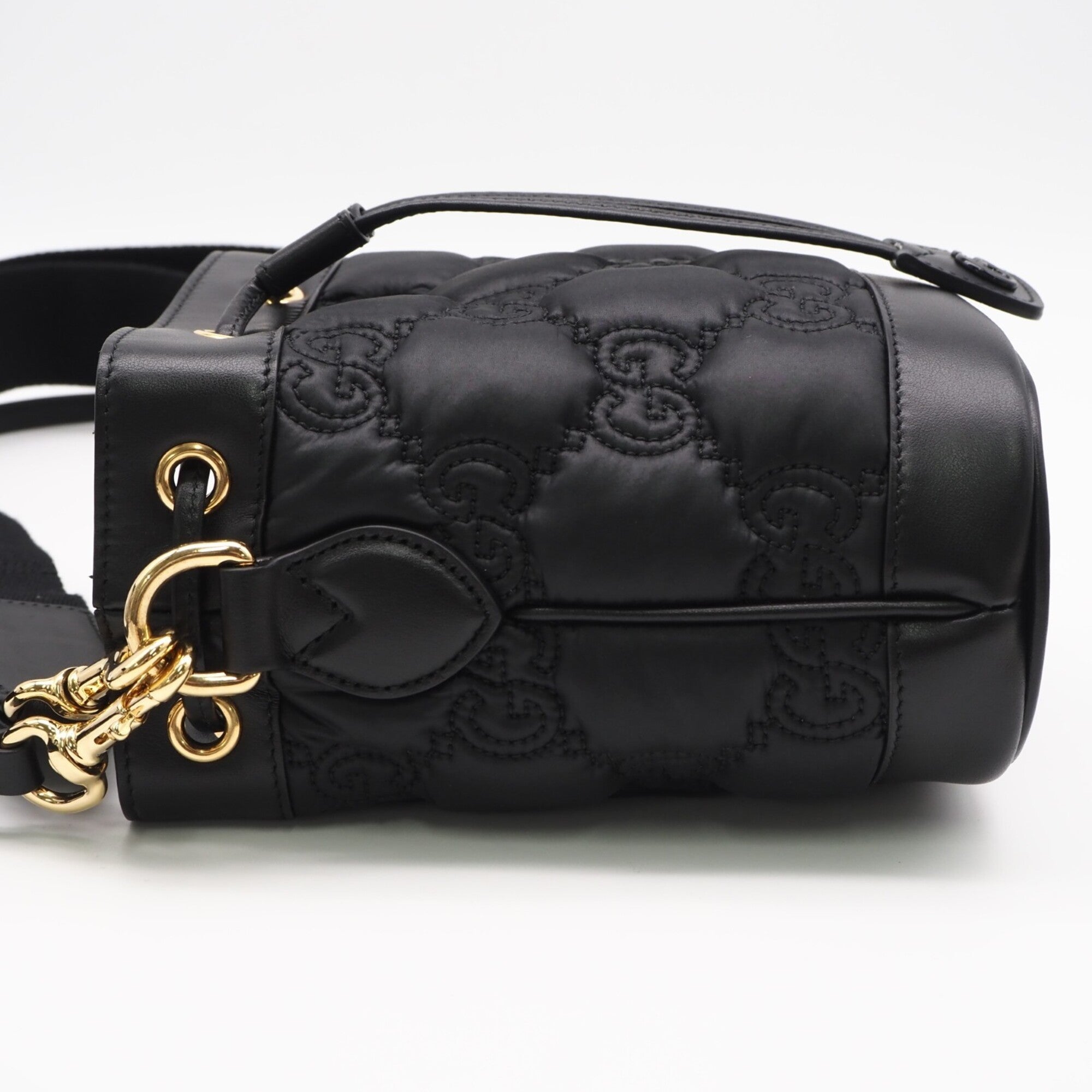 Gucci Black Purple Nylon Leather Shoulder Bag (Pre-Owned)