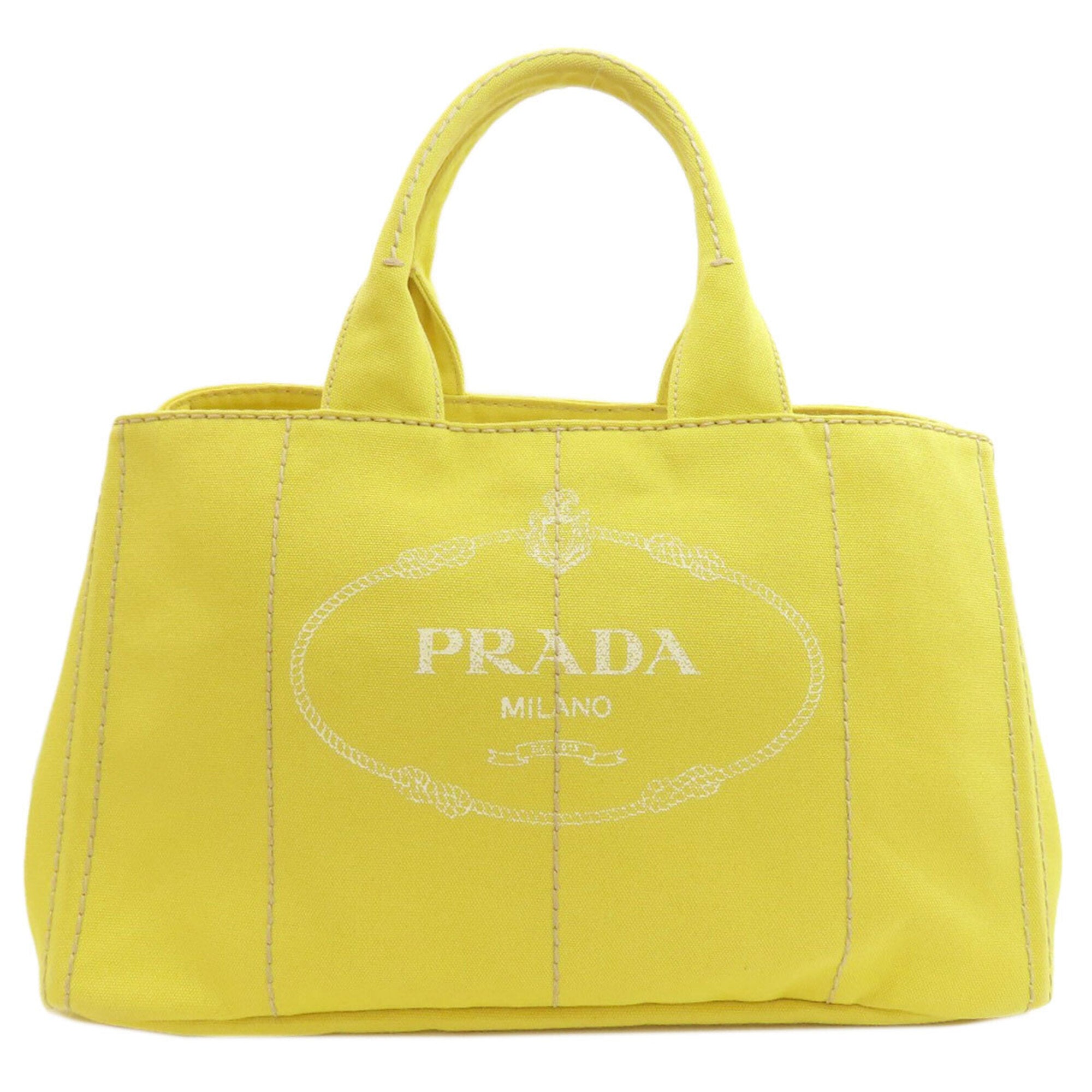 Prada Canapa Yellow Canvas Tote Bag (Pre-Owned)