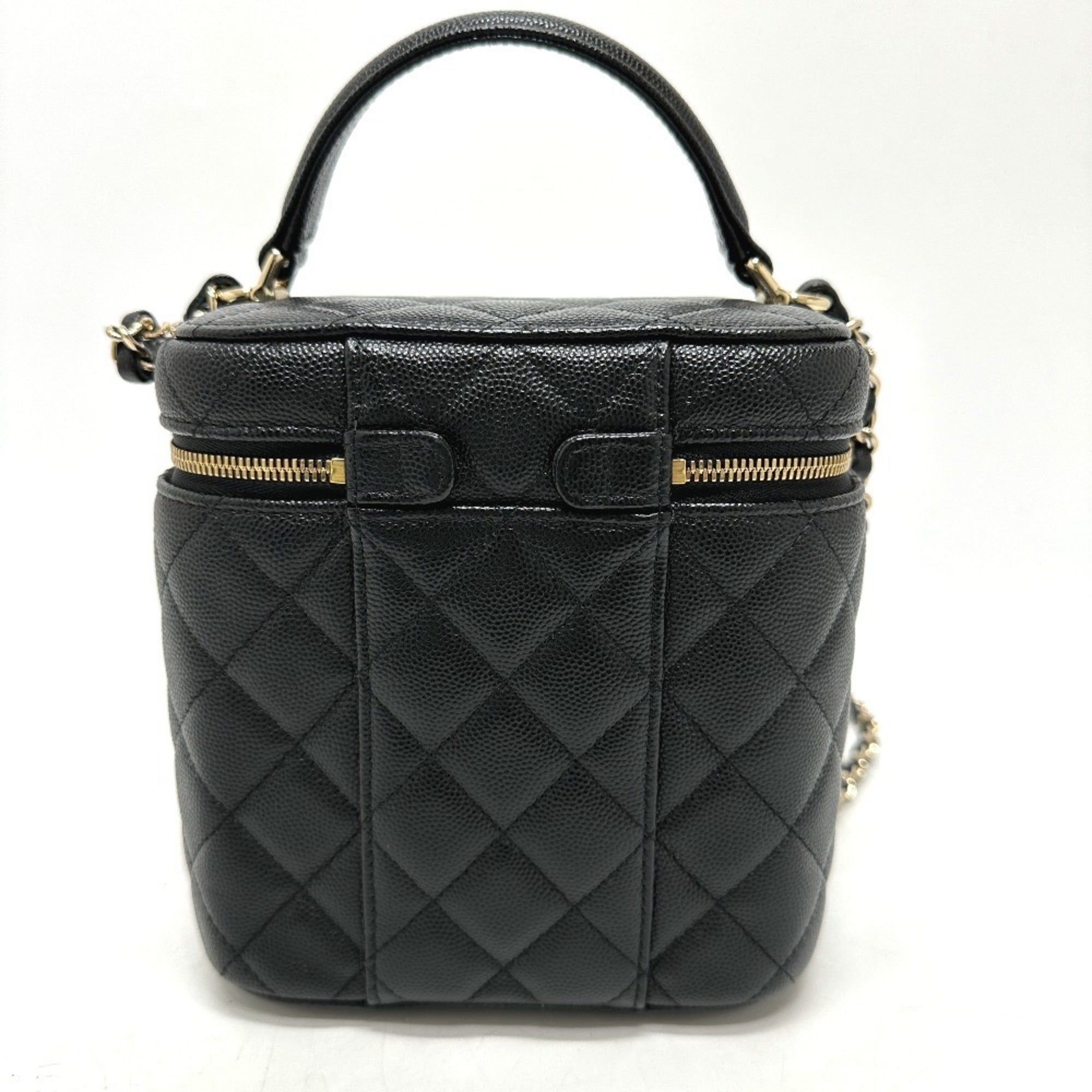 Chanel Matelasse Black Caviar Leather Handbag Shoulder Bag Vanity Bag (Pre-Owned)