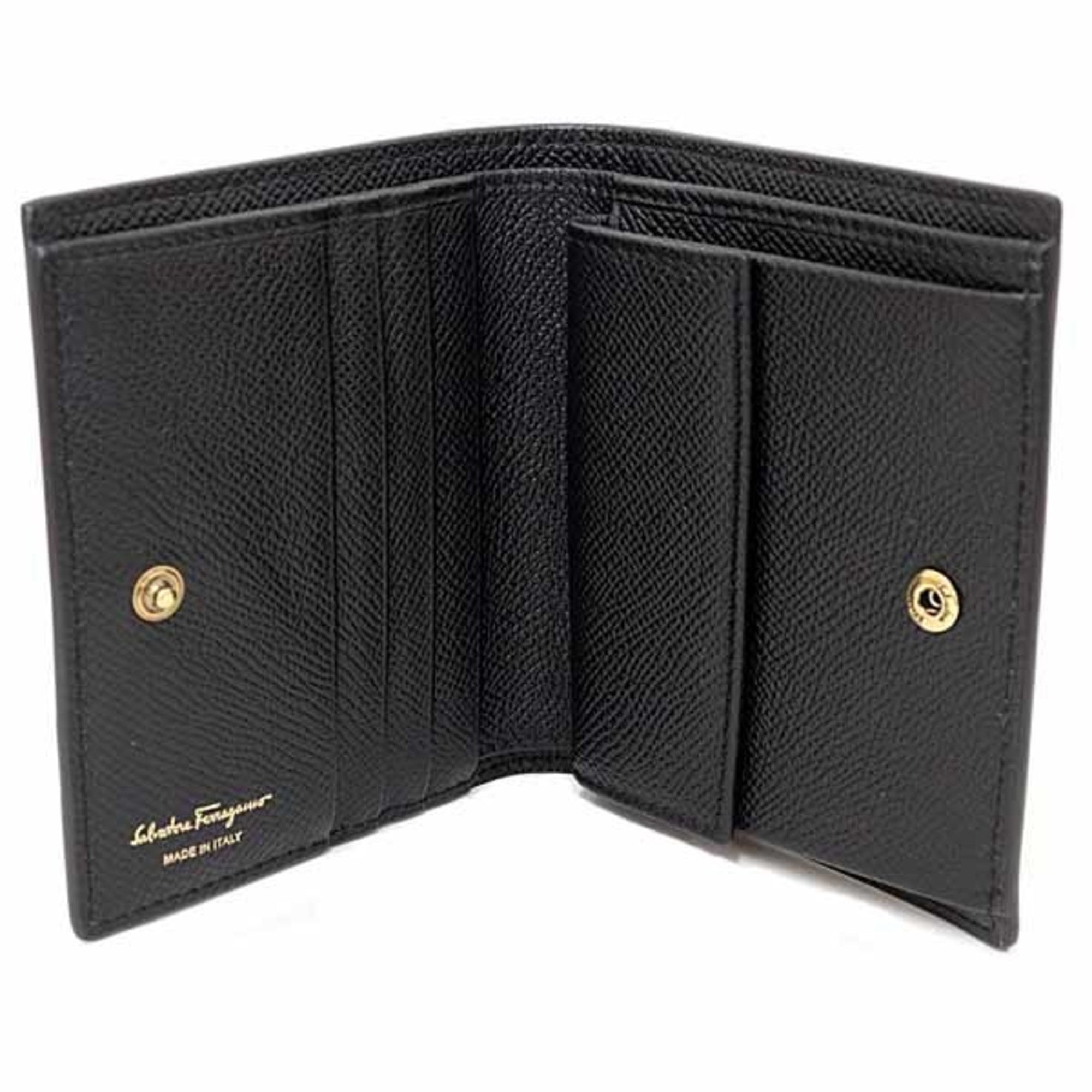 Salvatore Ferragamo Black Leather Wallet (Bi-Fold) (Pre-Owned)