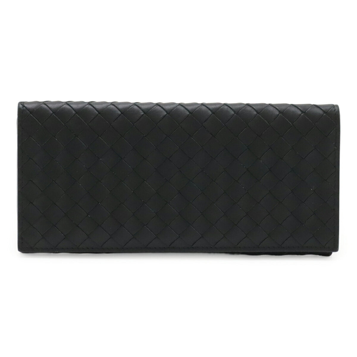 Bottega Veneta Intrecciato Black Leather Long Bill Wallet (Bi-Fold) (Pre-Owned)