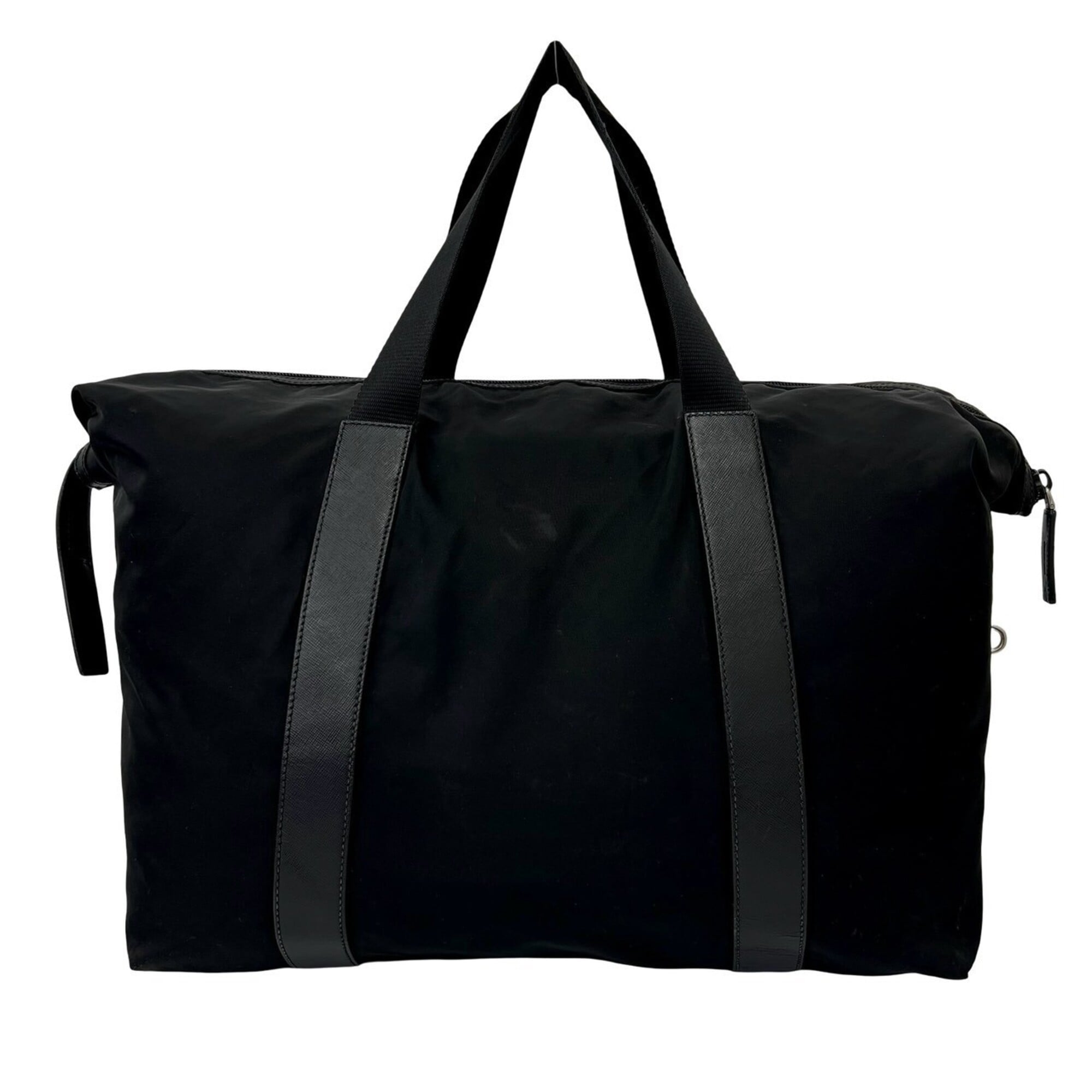 Prada Black Nylon Leather Boston Bag (Pre-Owned)
