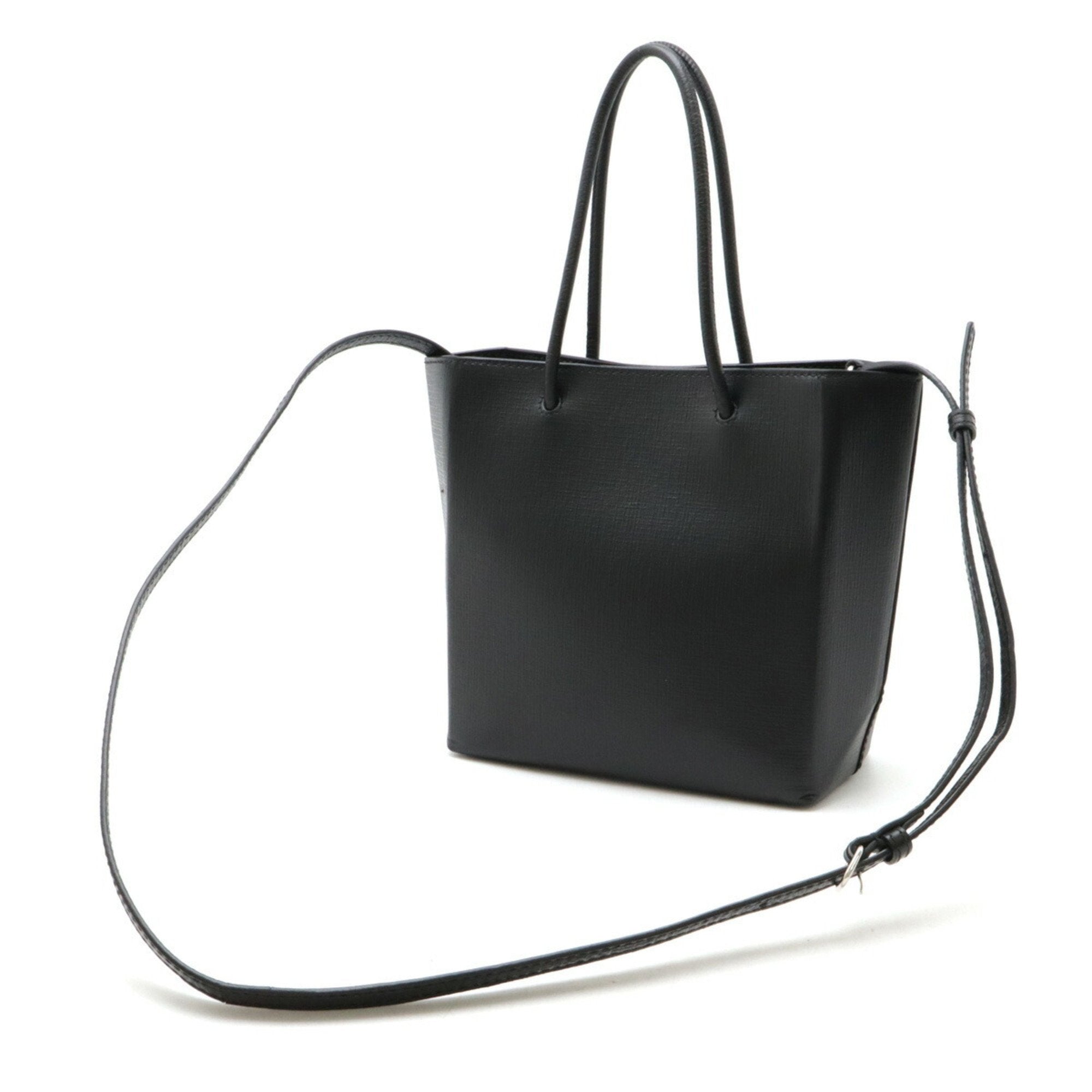 Balenciaga Black White Leather Handbag Tote Bag (Pre-Owned)