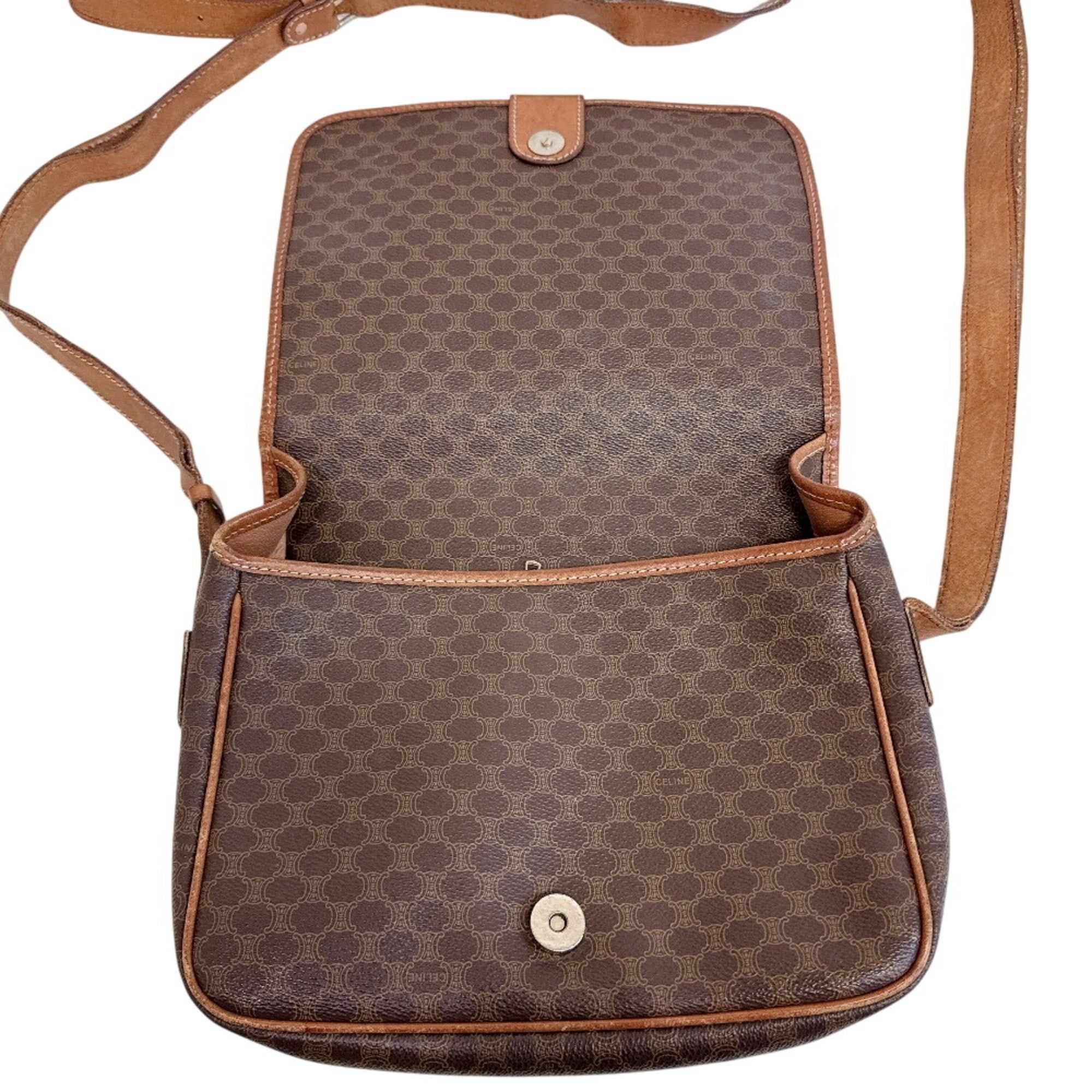 Celine Macadam Brown Leather Shoulder Bag (Pre-Owned)