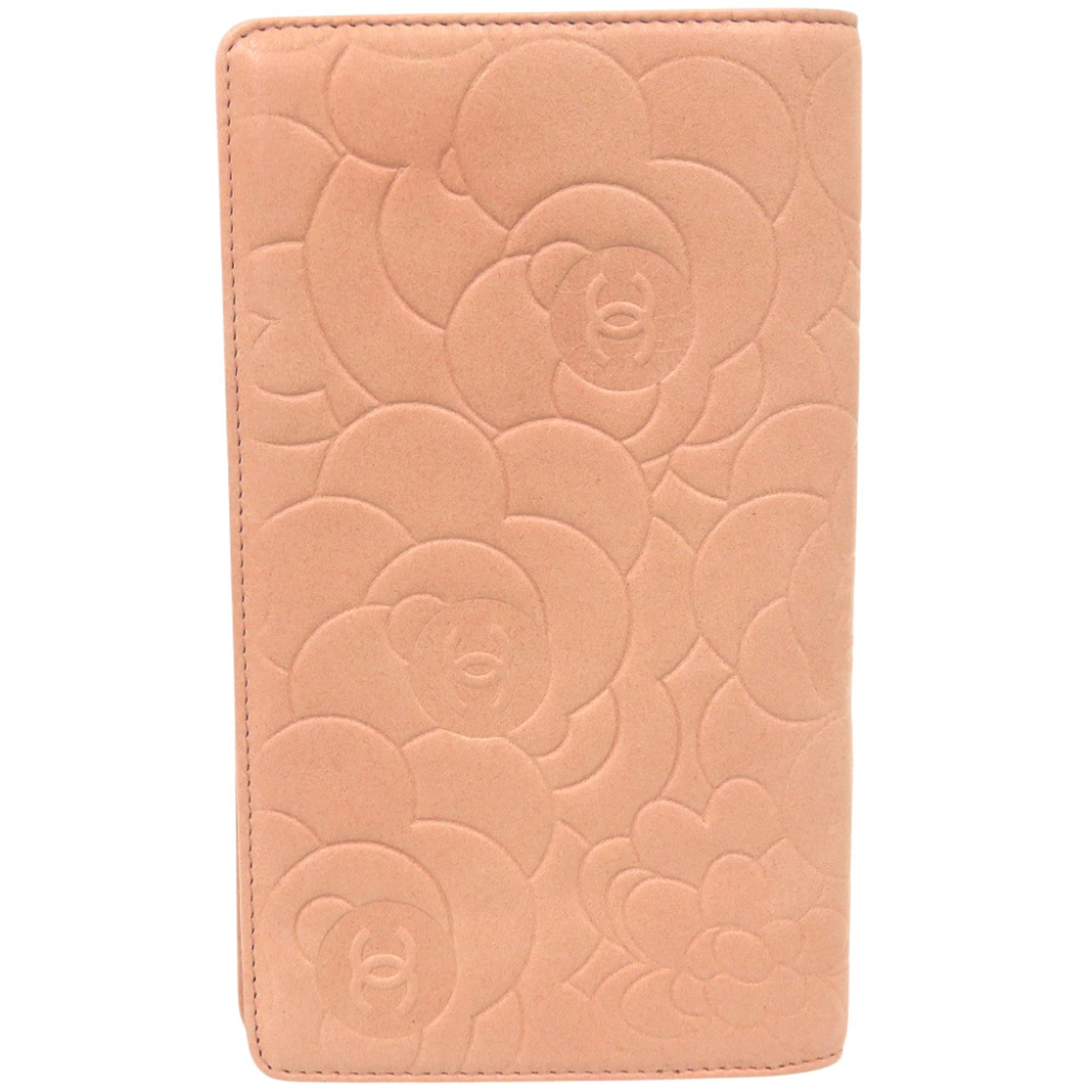 Chanel Pink Beige Leather Long Wallet (Bi-Fold) (Pre-Owned)