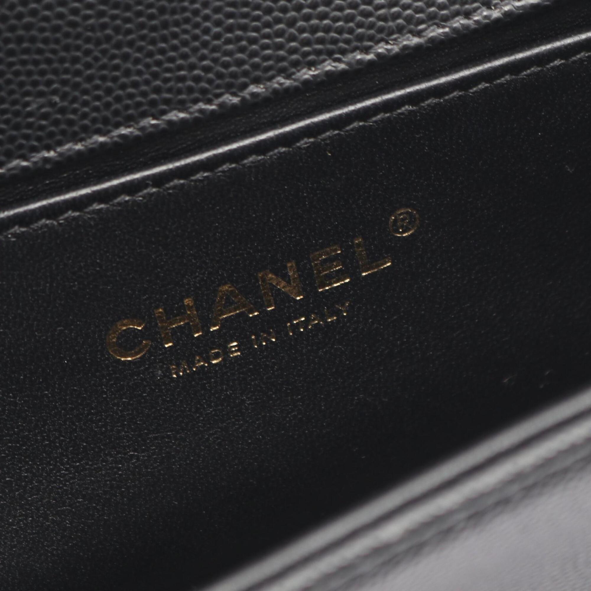 Chanel Black Grained Calfskin Handbag Shoulder Bag (Pre-Owned)