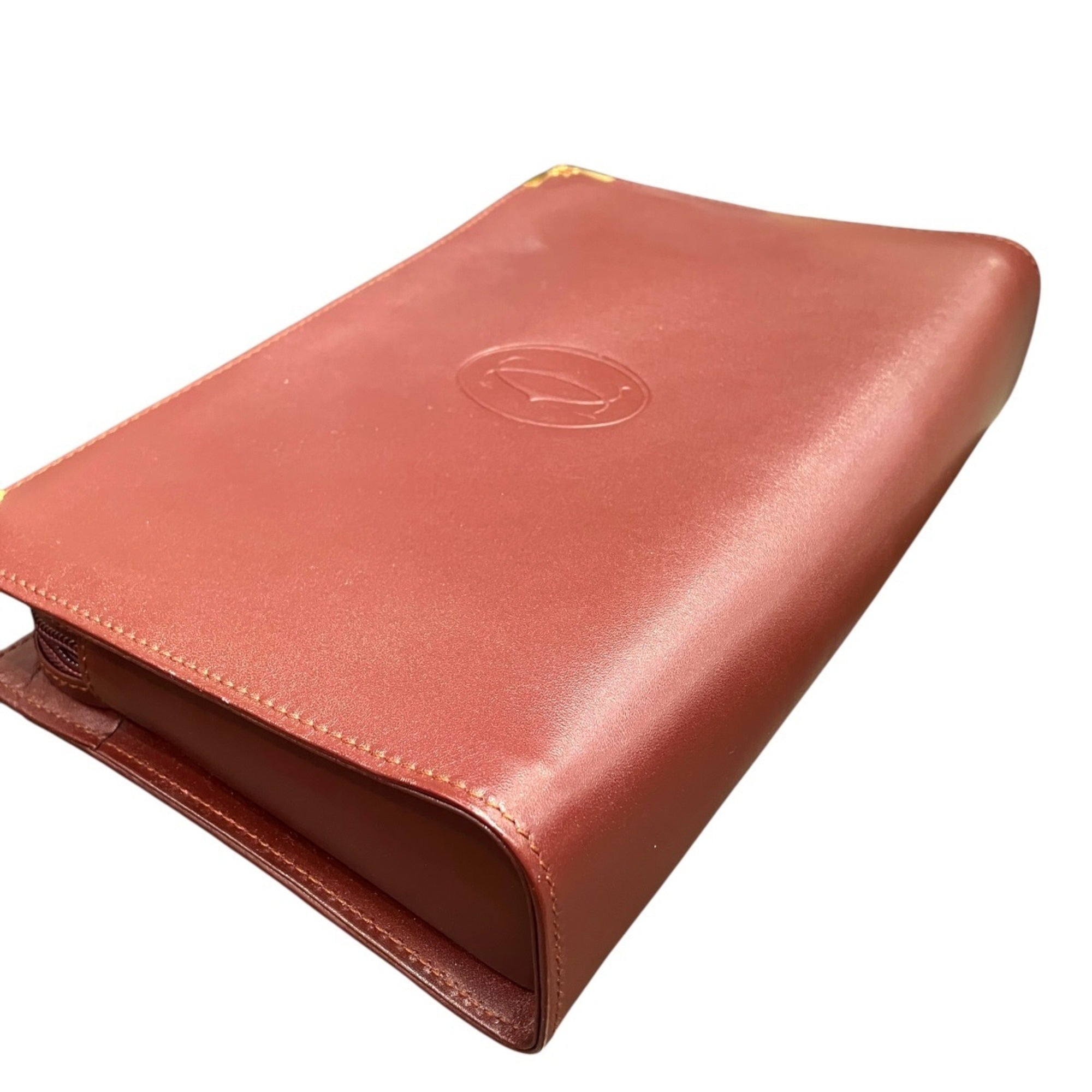 Cartier Must Bordeaux Leather Clutch Bag (Pre-Owned)