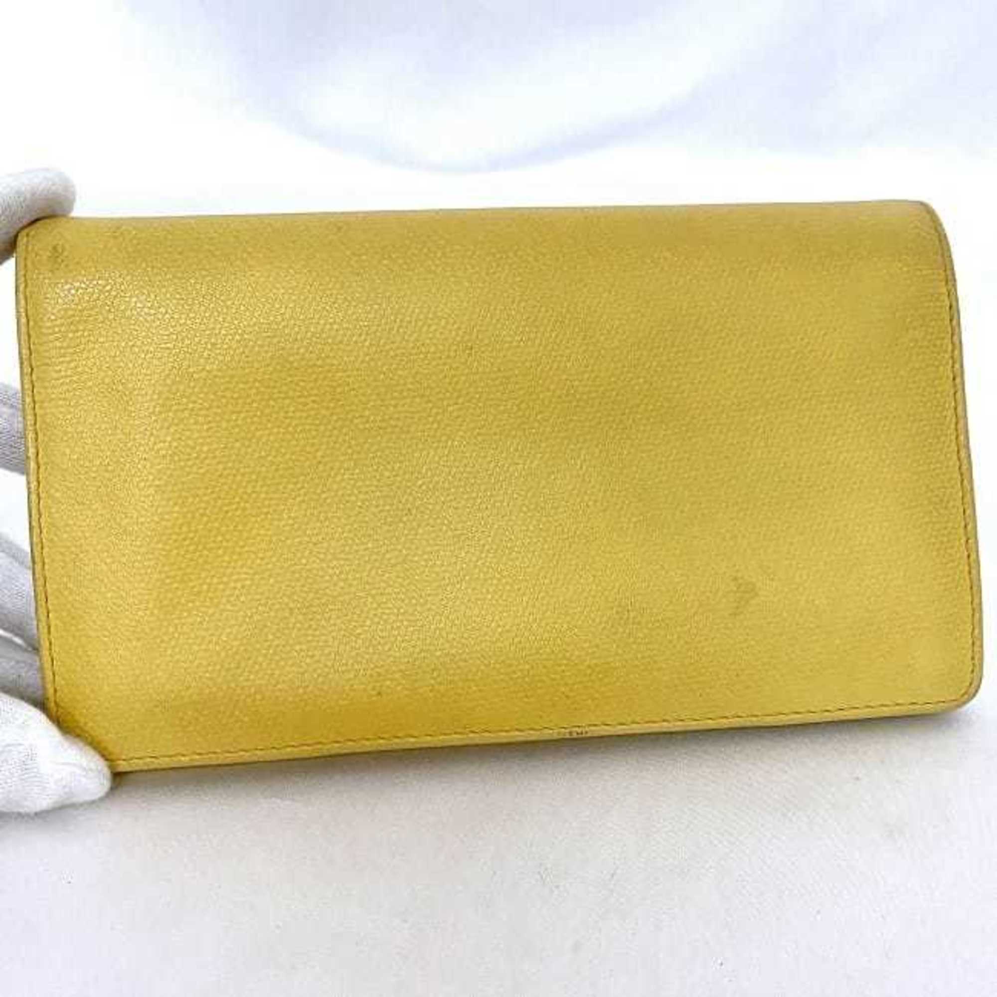 Chanel Yellow Leather Long Wallet (Bi-Fold) (Pre-Owned)