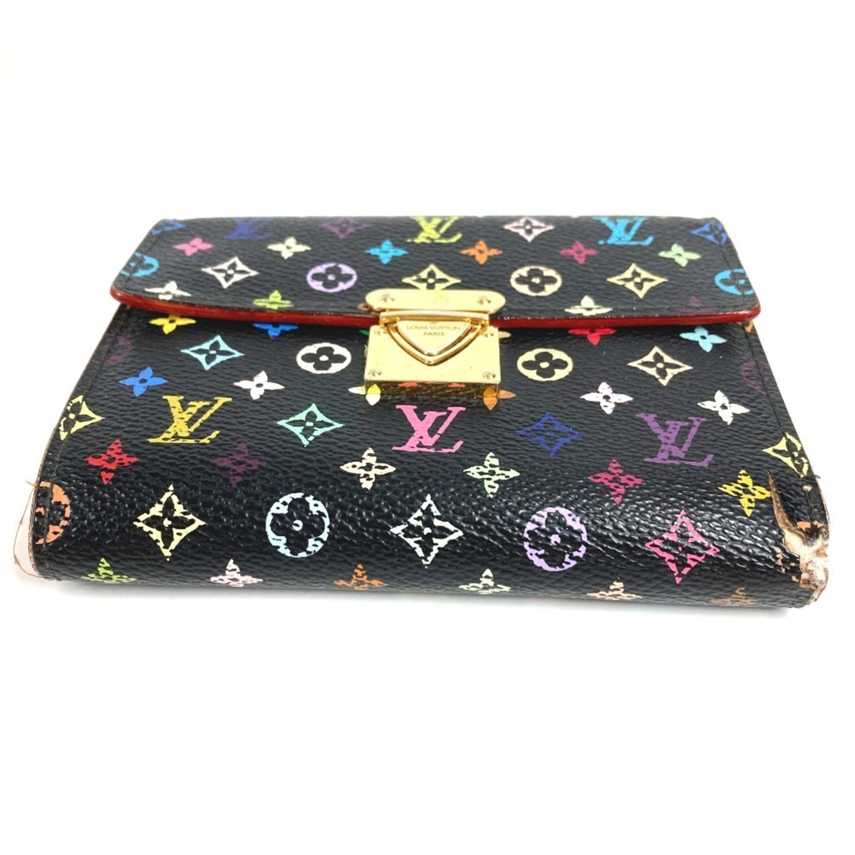 Louis Vuitton Black Multi-Color Noir Monogram Multicolore Canvas Wallet (Tri-Fold) (Pre-Owned)