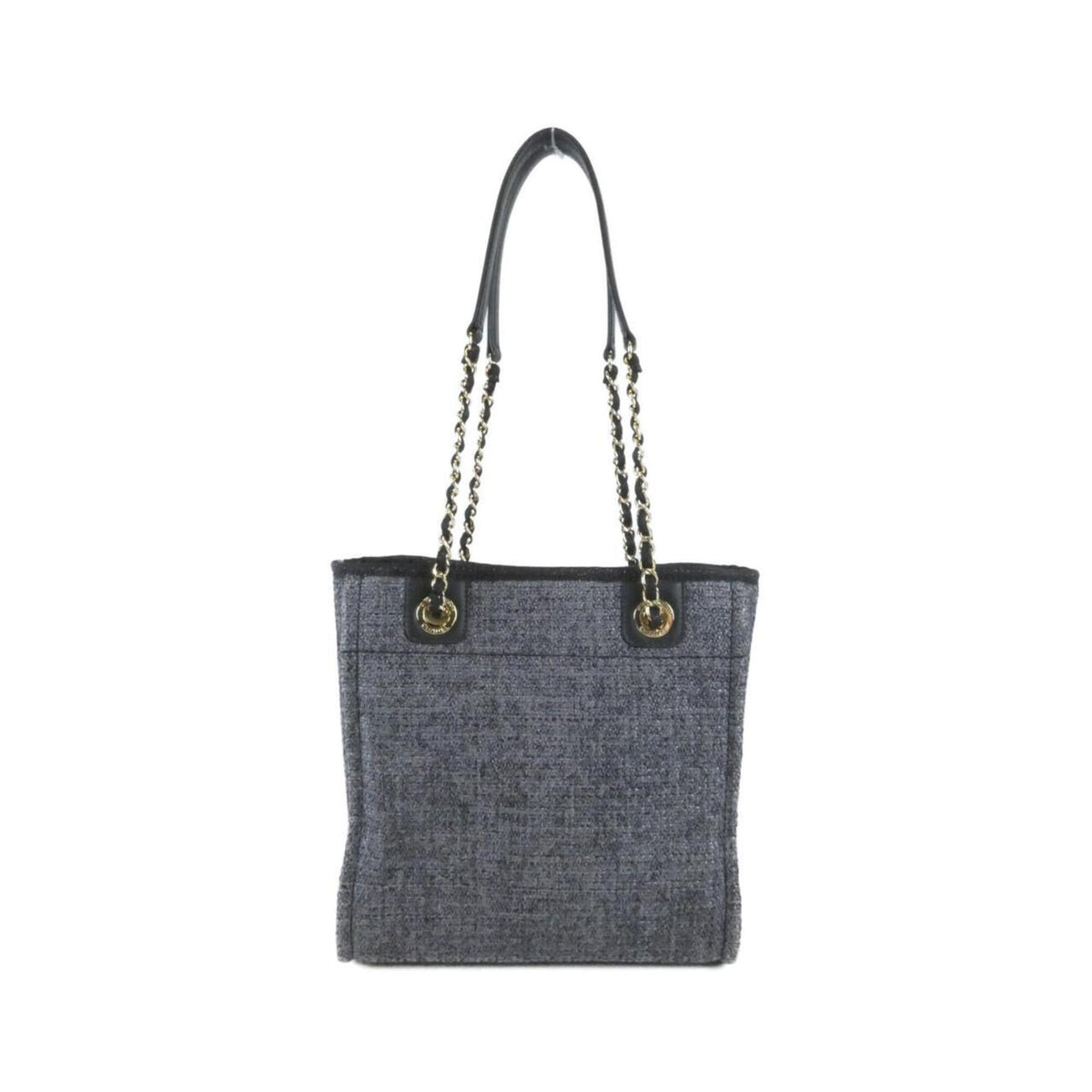 Chanel Black Dark Gray Nylon Canvas Handbag (Pre-Owned)