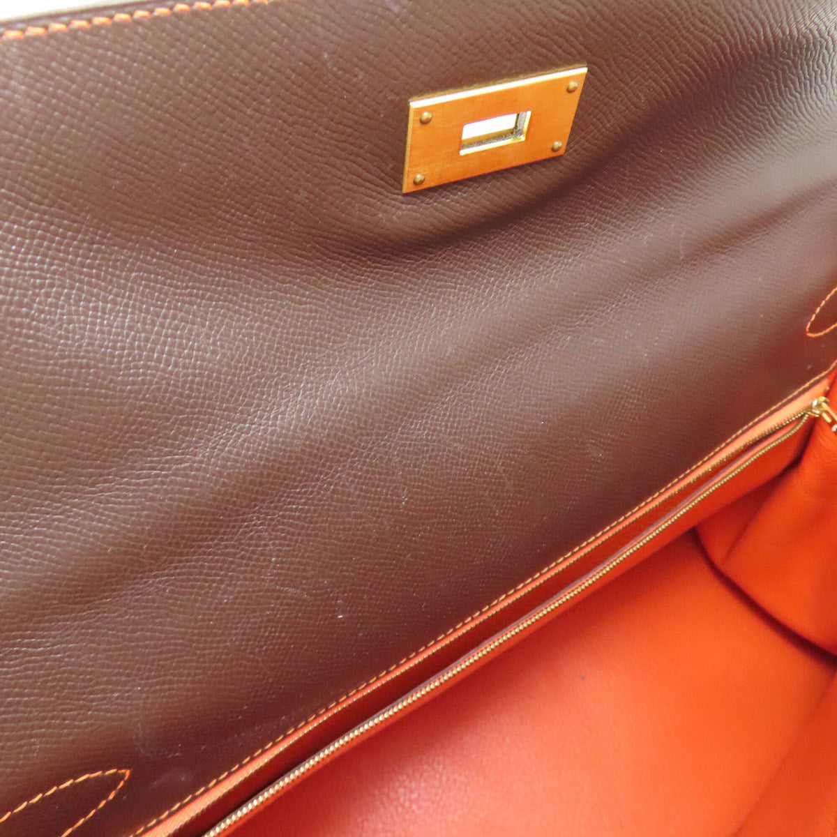Hermes Brown Orange Epsom Leather Handbag (Pre-Owned)