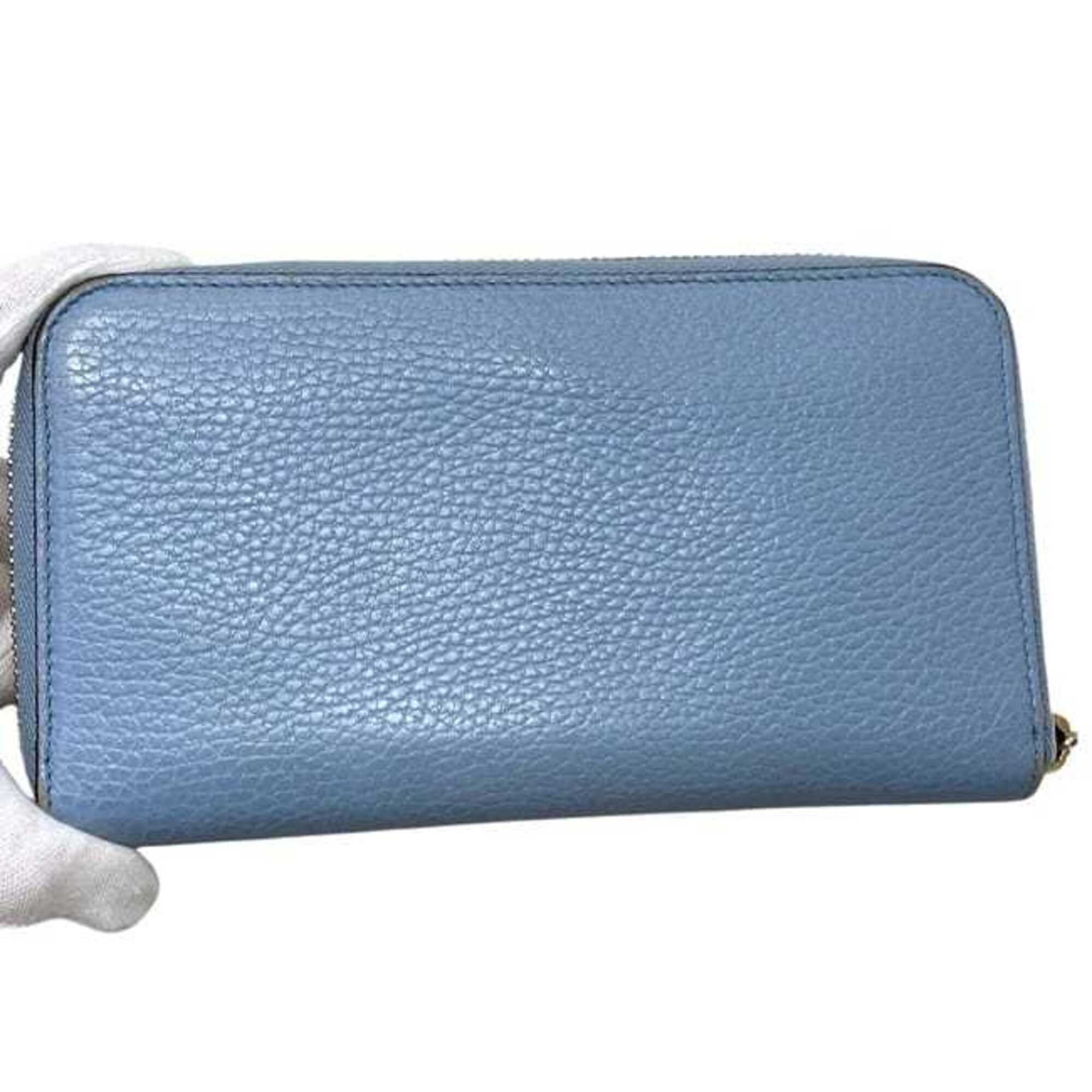 Gucci Light Blue Leather Long Wallet (Bi-Fold) (Pre-Owned)