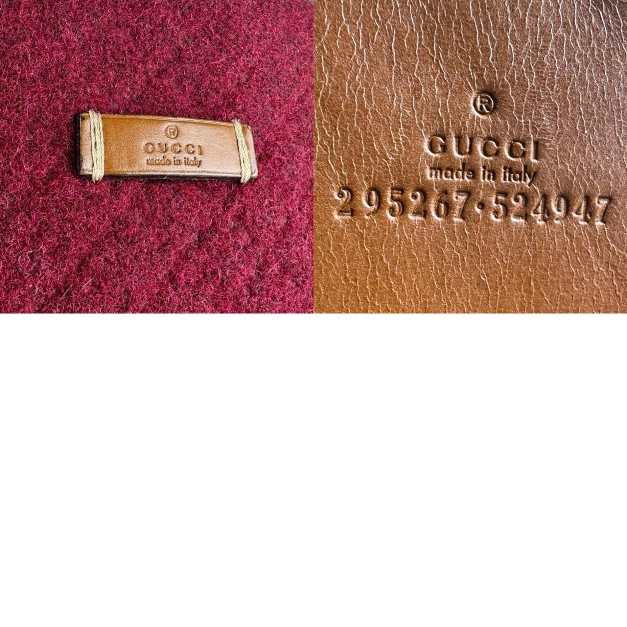 Gucci Bordeaux Brown Felt Leather Handbag (Pre-Owned)