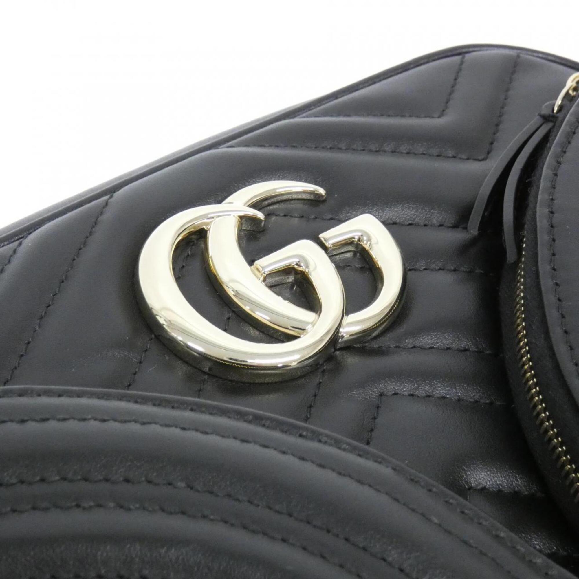 Gucci Gg Marmont Black Leather Shoulder Bag (Pre-Owned)