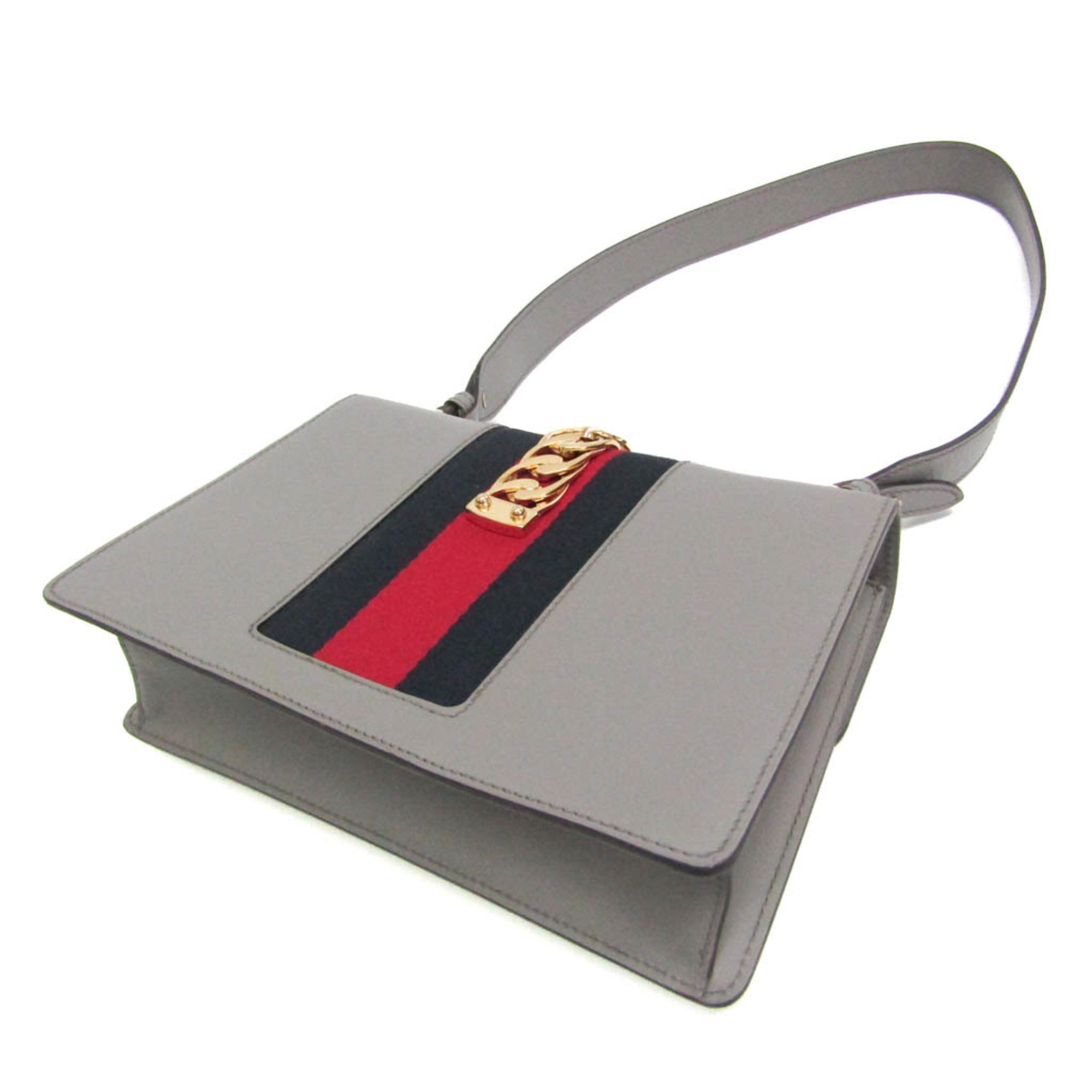 Gucci Gray Leather Shoulder Bag (Pre-Owned)