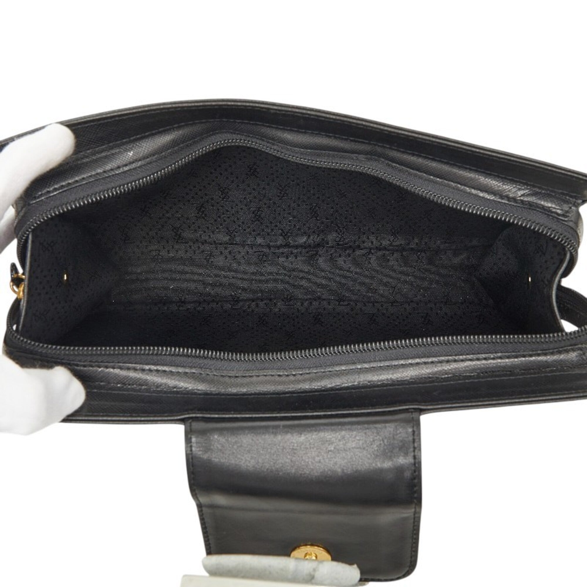 Saint Laurent Black Leather Clutch Bag (Pre-Owned)