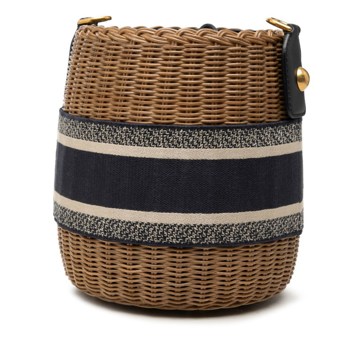 Christian Dior Beige Navy Canvas Leather Shoulder Bag (Pre-Owned)
