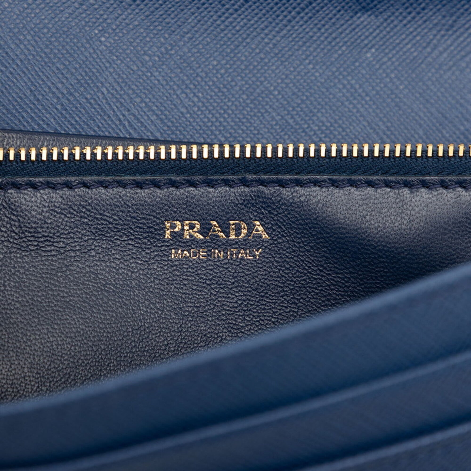 Prada Blue Leather Chain/Shoulder Wallet (Pre-Owned)