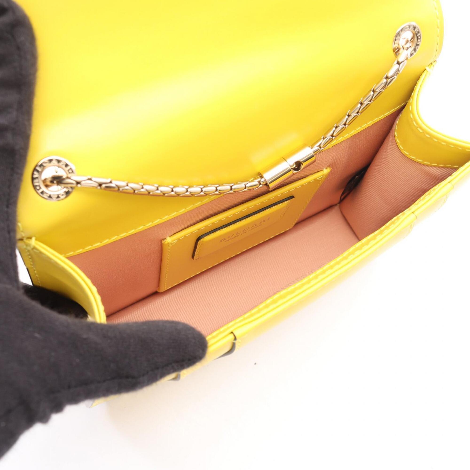 Bvlgari Yellow Leather Handbag Shoulder Bag (Pre-Owned)