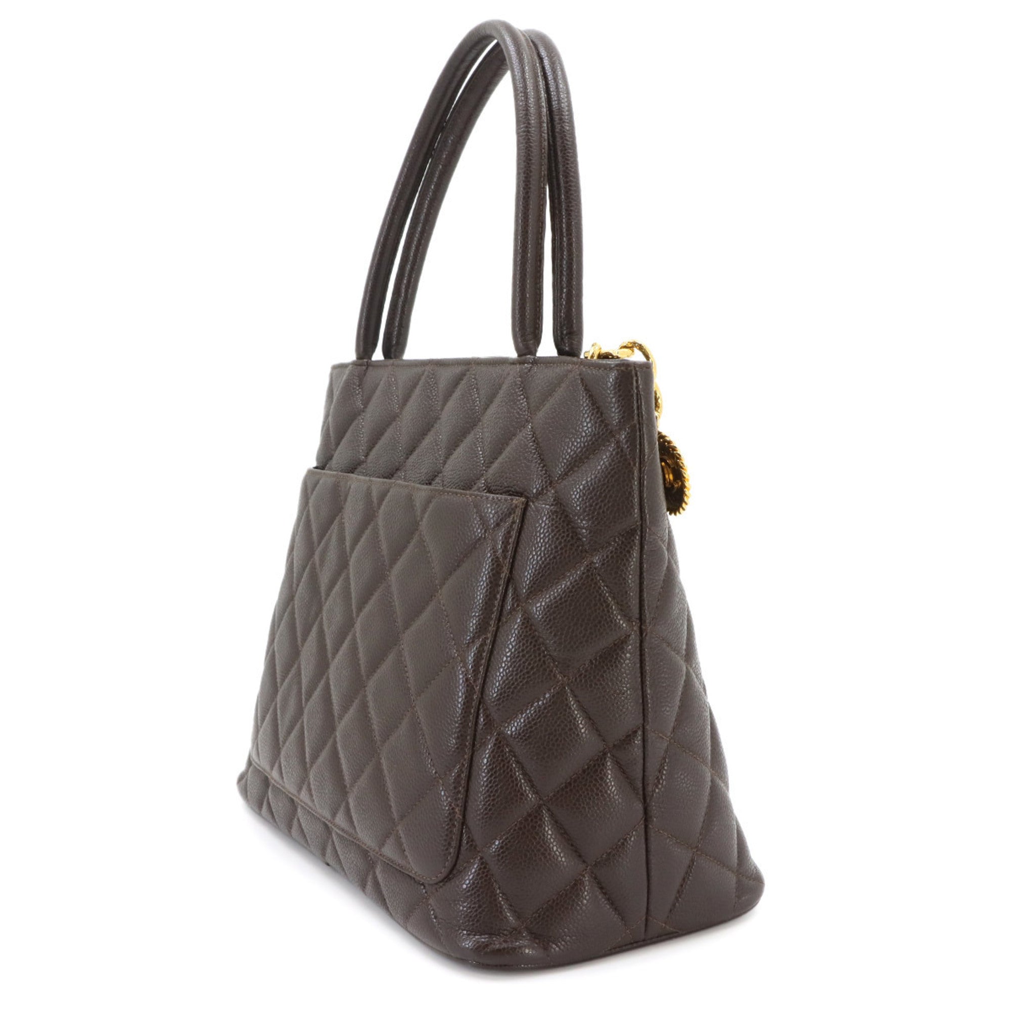 Chanel Dark Brown Grained Calfskin Handbag Tote Bag (Pre-Owned)