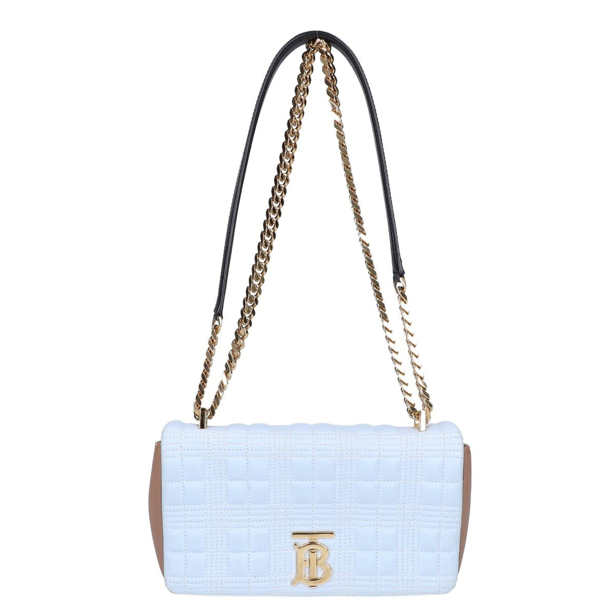 Burberry Beige Light Blue Leather Shoulder Bag (Pre-Owned)