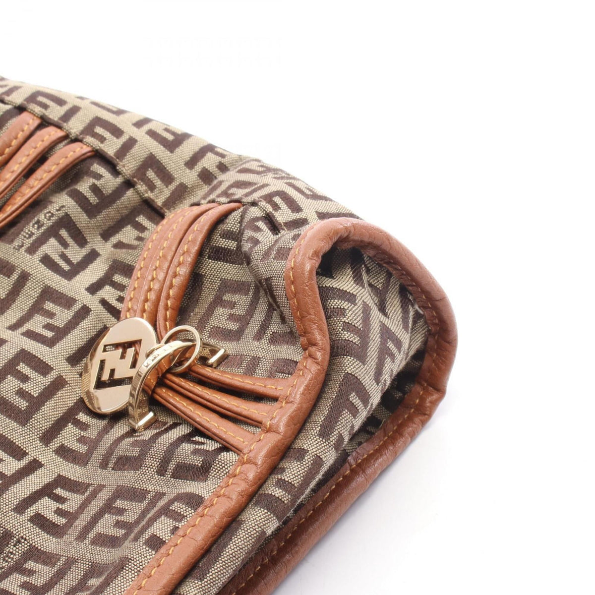 Fendi Beige Brown Canvas Leather Handbag (Pre-Owned)