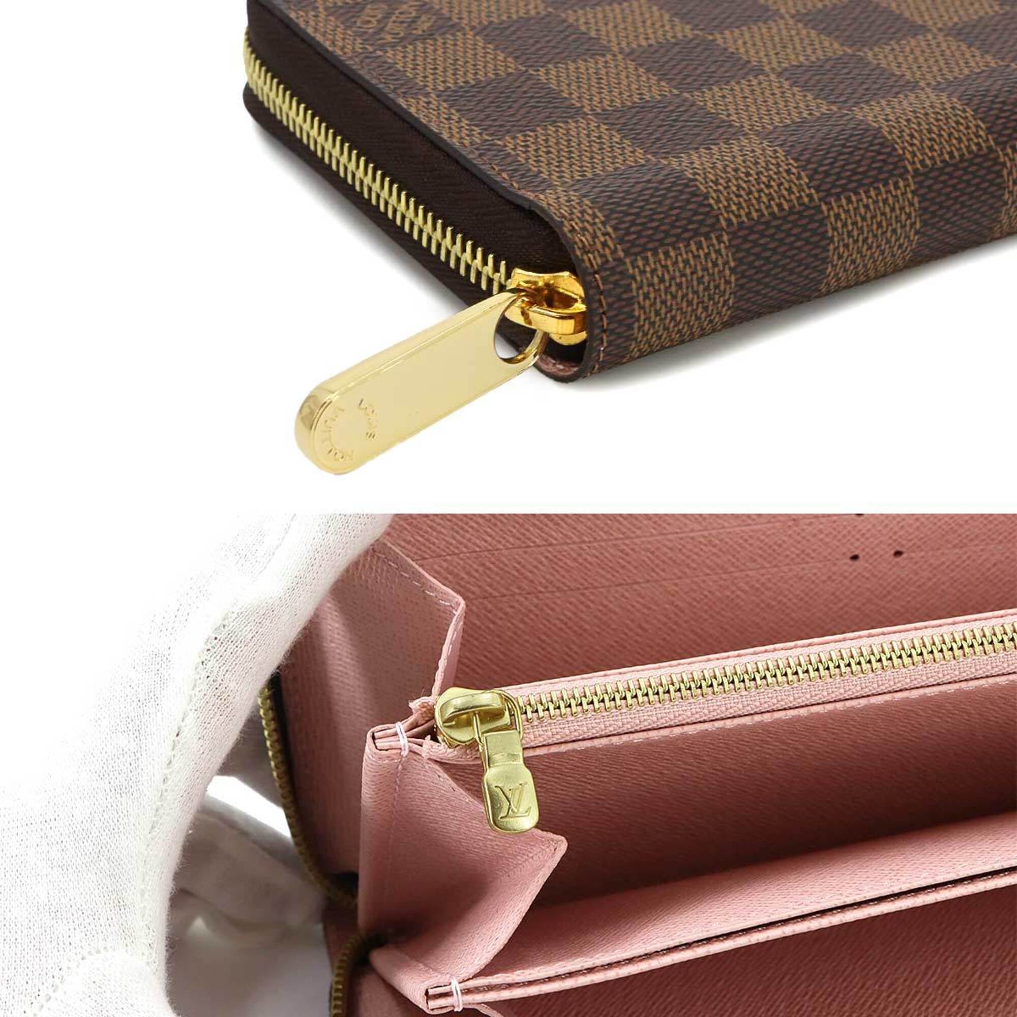Louis Vuitton Damier Canvas Ebene Rose Ballerine Damier Canvas Long Wallet (Bi-Fold) (Pre-Owned)