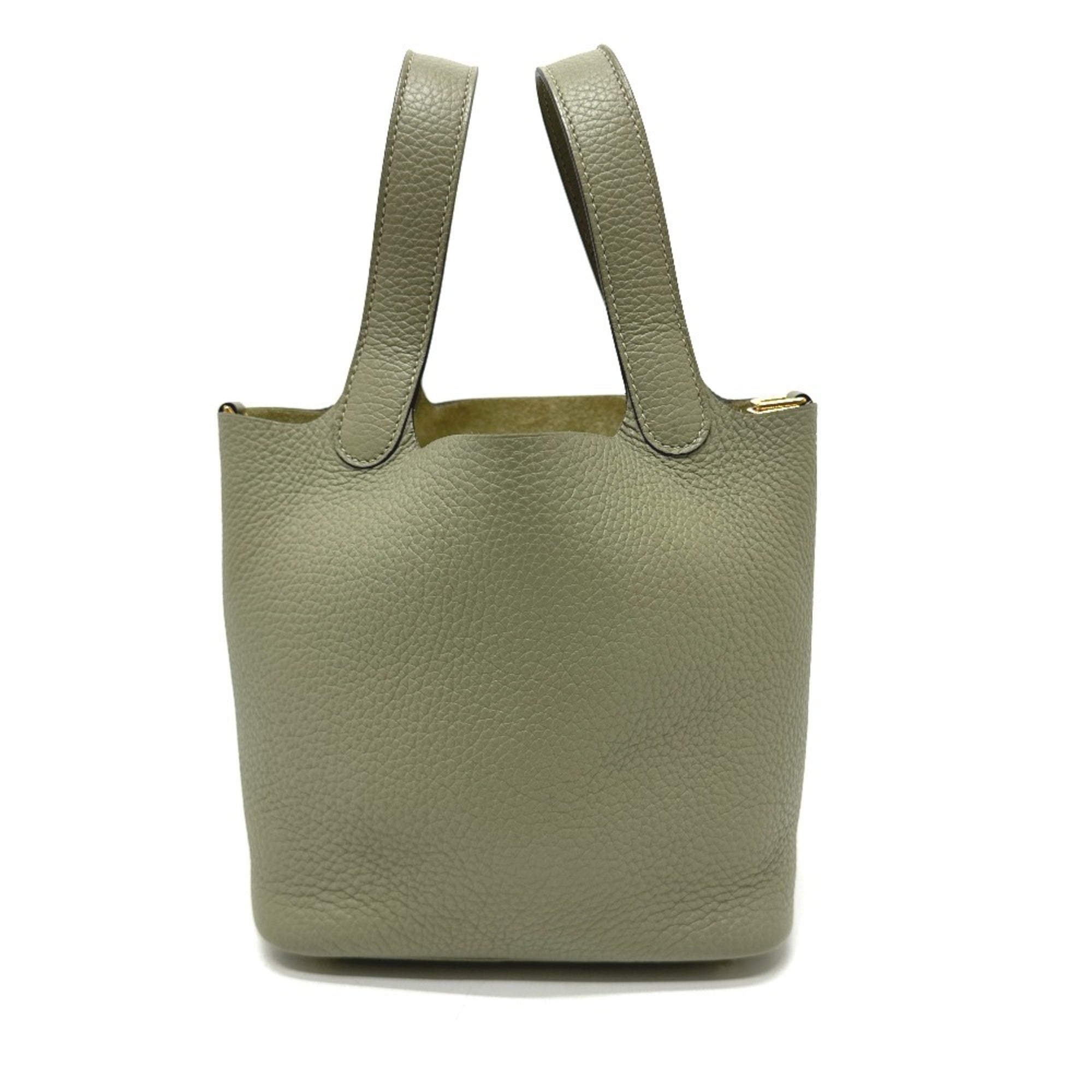 Hermes Picotin Gray Taurillon Clemence Leather Handbag (Pre-Owned)