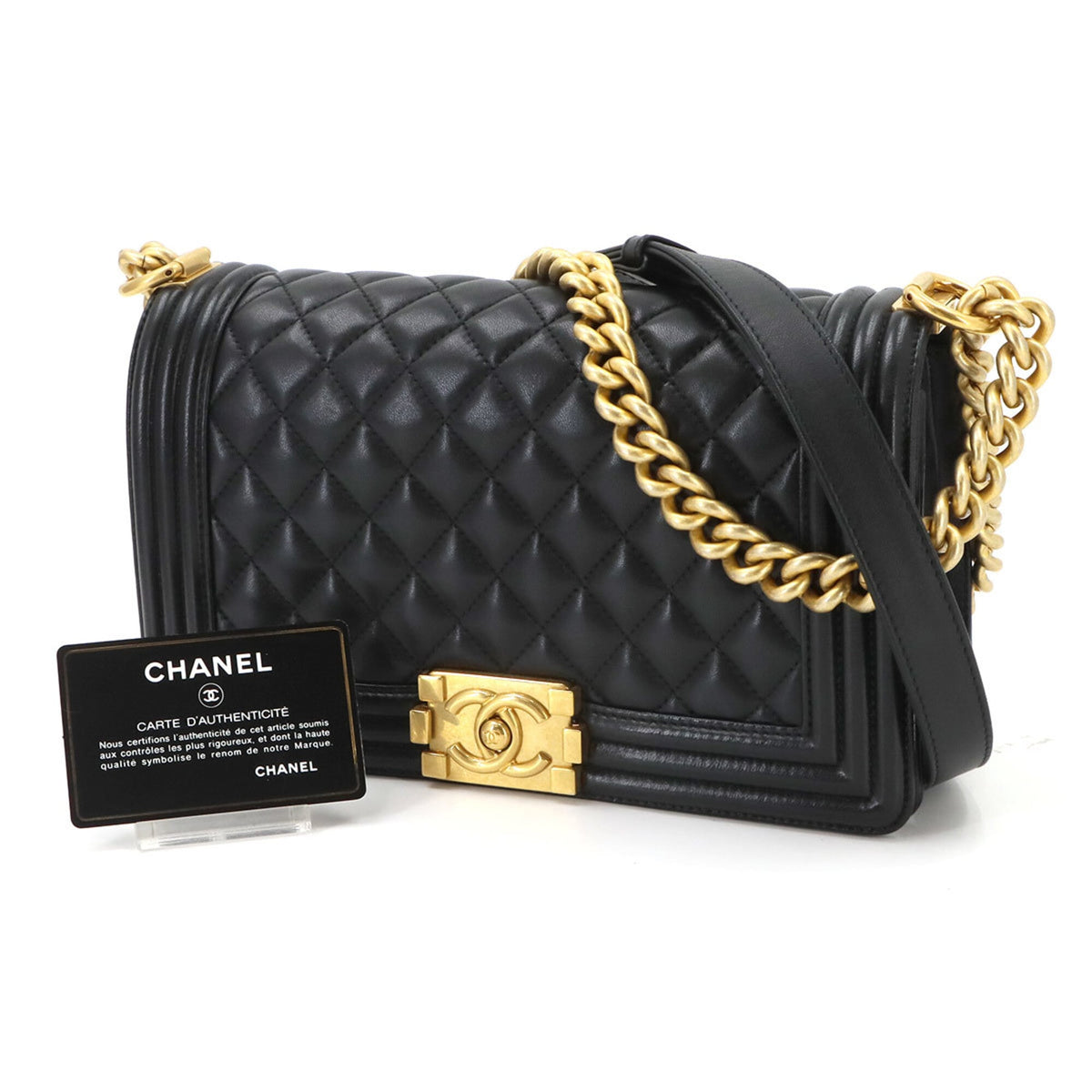 Chanel Black Leather Handbag Shoulder Bag (Pre-Owned)