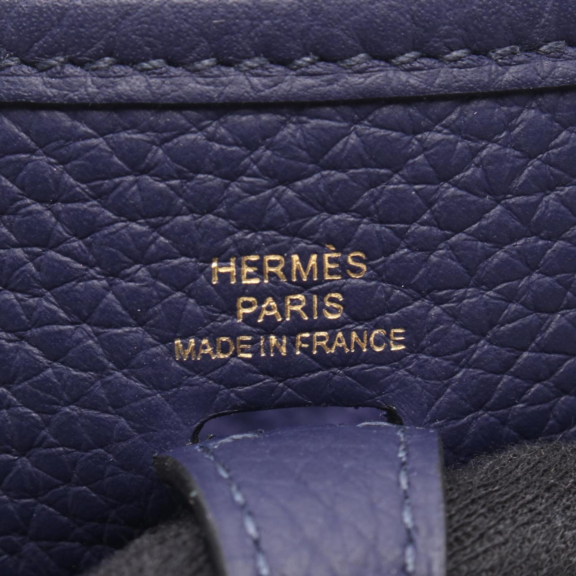 Hermes Iris Navy Taurillon Clemence Leather Handbag Shoulder Bag (Pre-Owned)