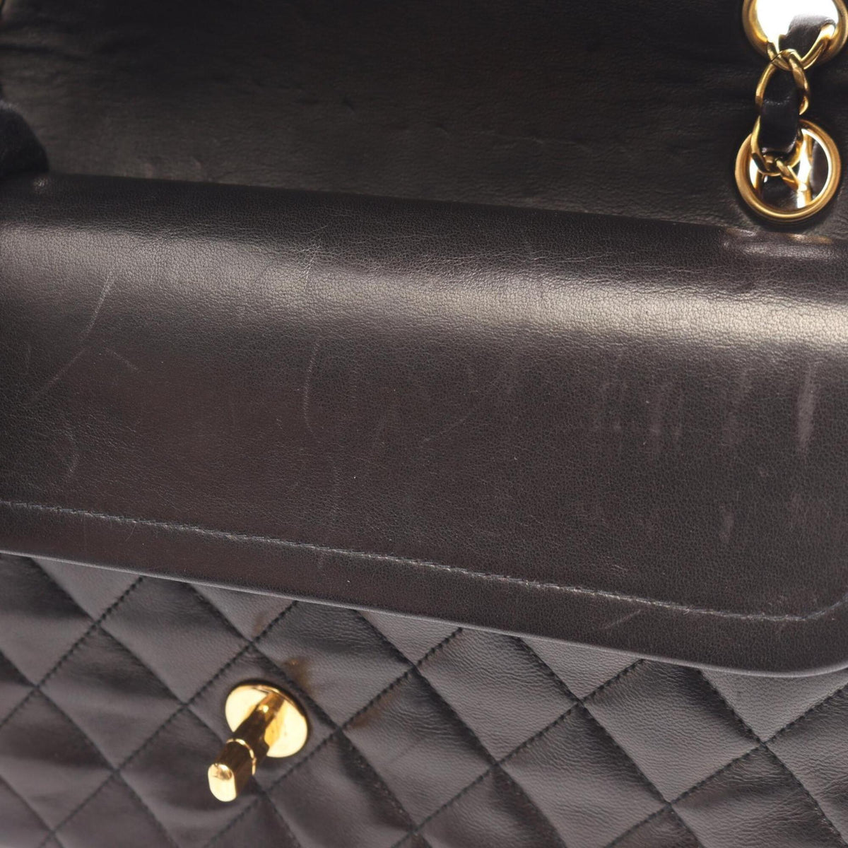 Chanel Black Leather Handbag Shoulder Bag (Pre-Owned)