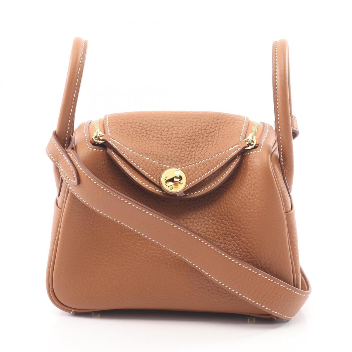 Hermes Brown Gold Brown Taurillon Clemence Leather Handbag Shoulder Bag (Pre-Owned)