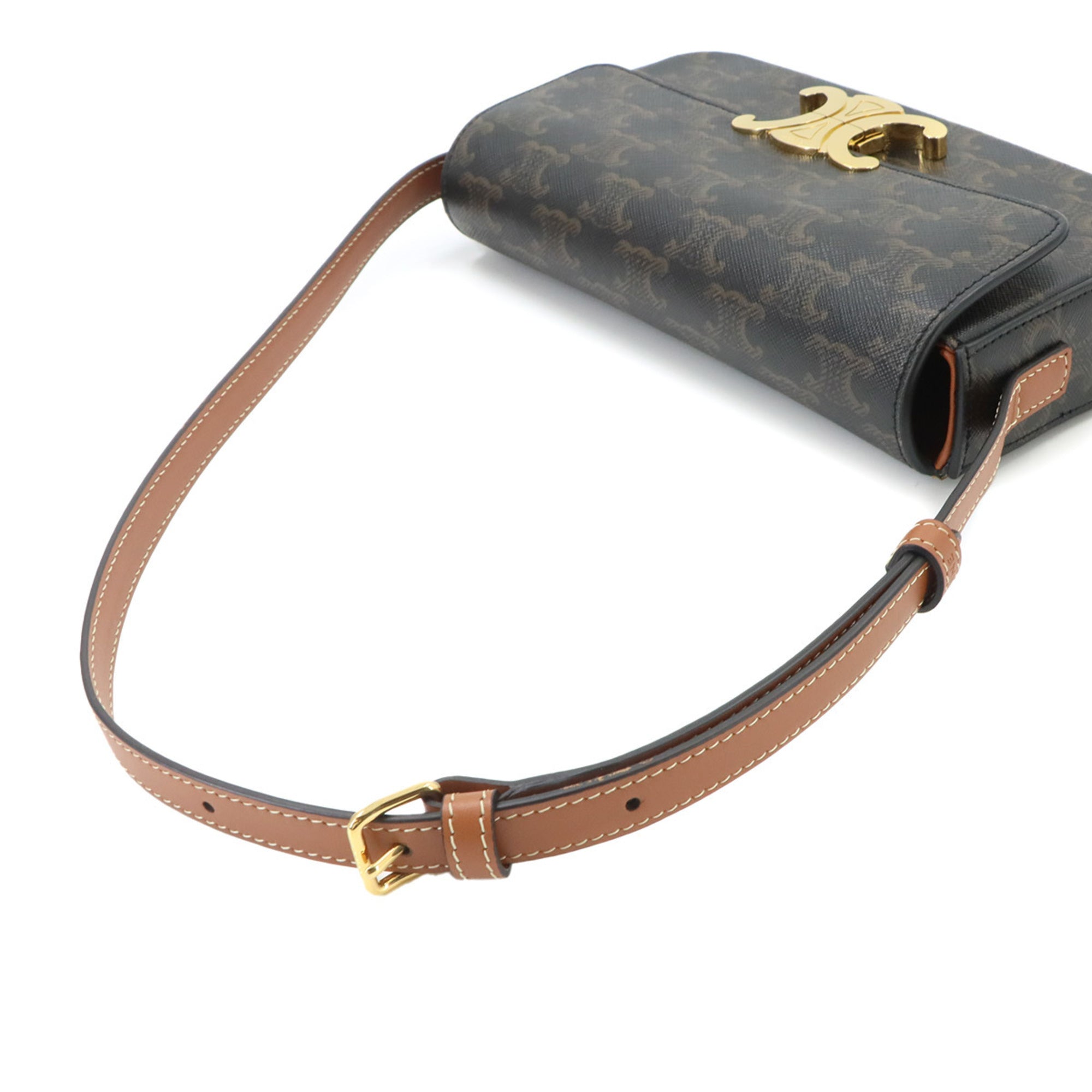 Celine Black Brown Pvc Leather Handbag Shoulder Bag (Pre-Owned)