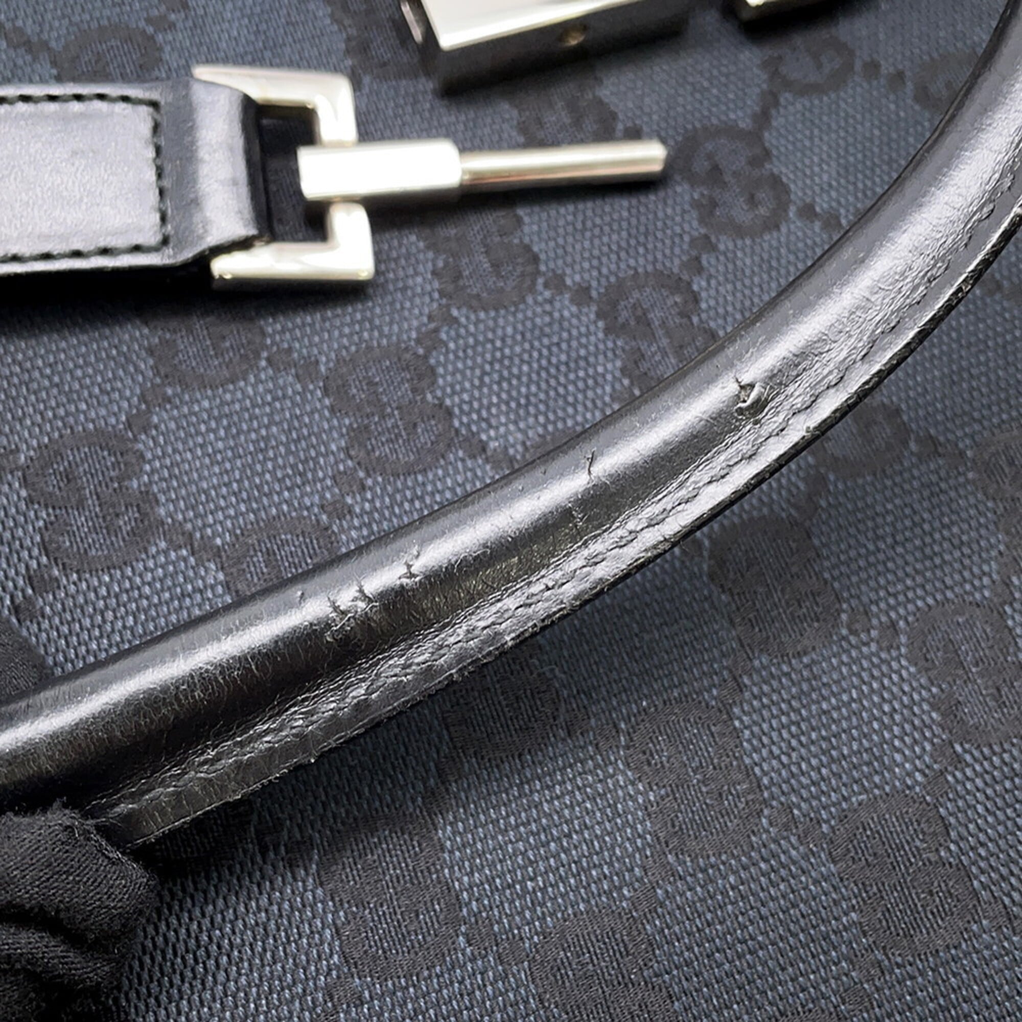 Gucci Black Canvas Leather Tote Bag (Pre-Owned)