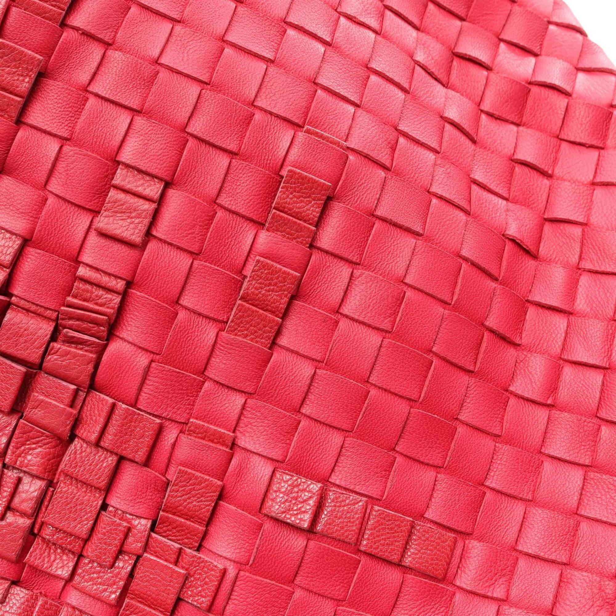 Bottega Veneta Pink Red Color Leather Handbag (Pre-Owned)