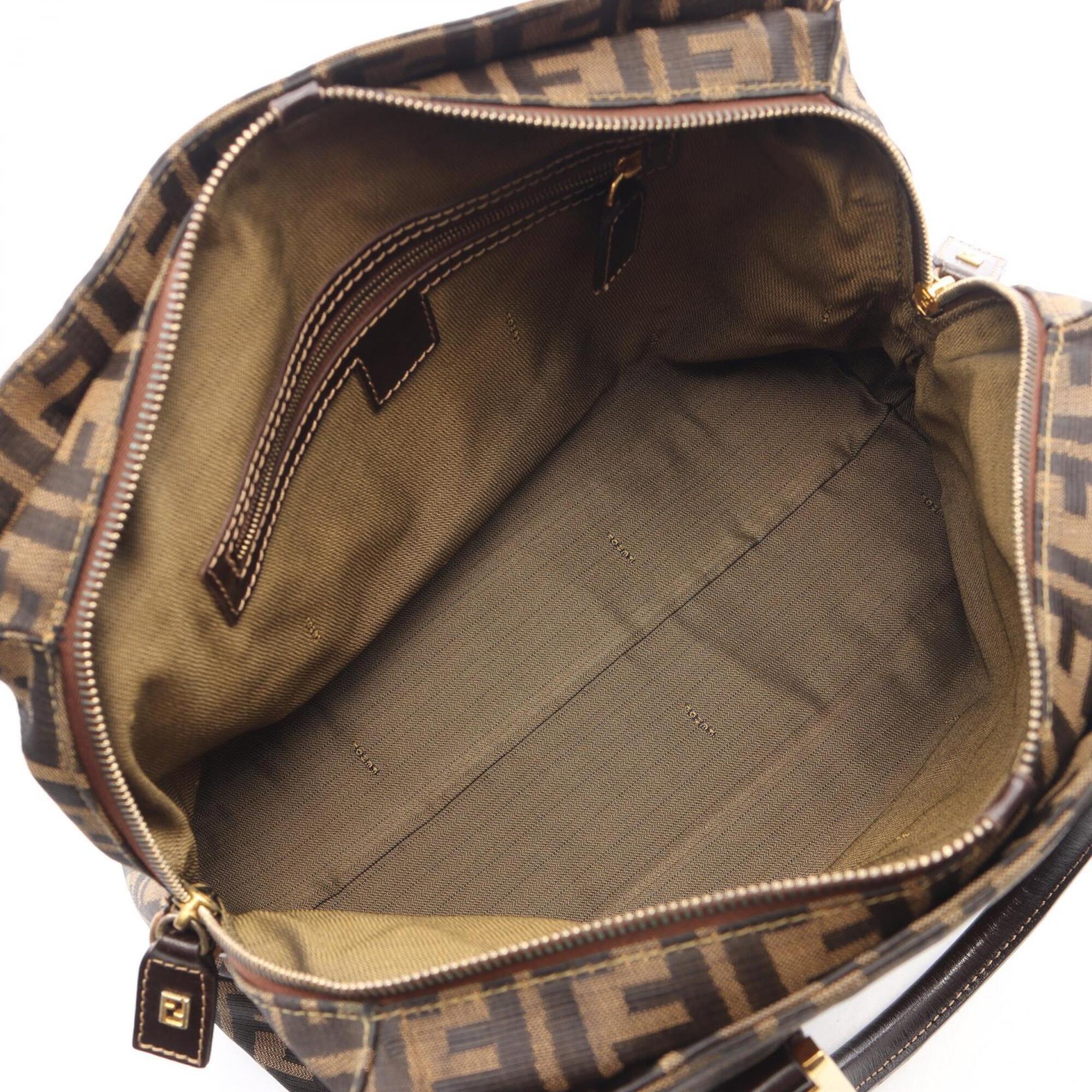 Fendi Brown Canvas Leather Handbag (Pre-Owned)