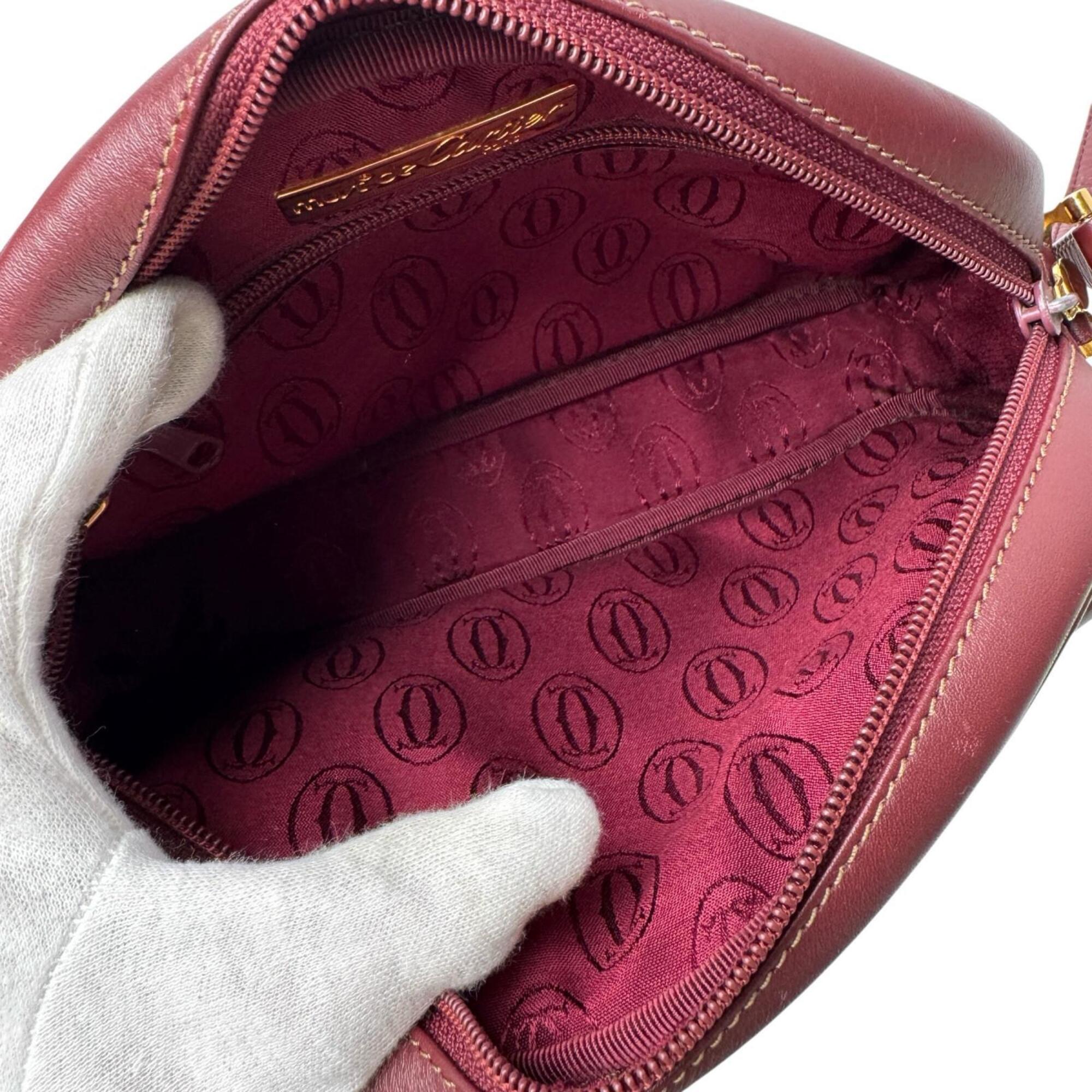 Cartier Bordeaux Leather Shoulder Bag (Pre-Owned)