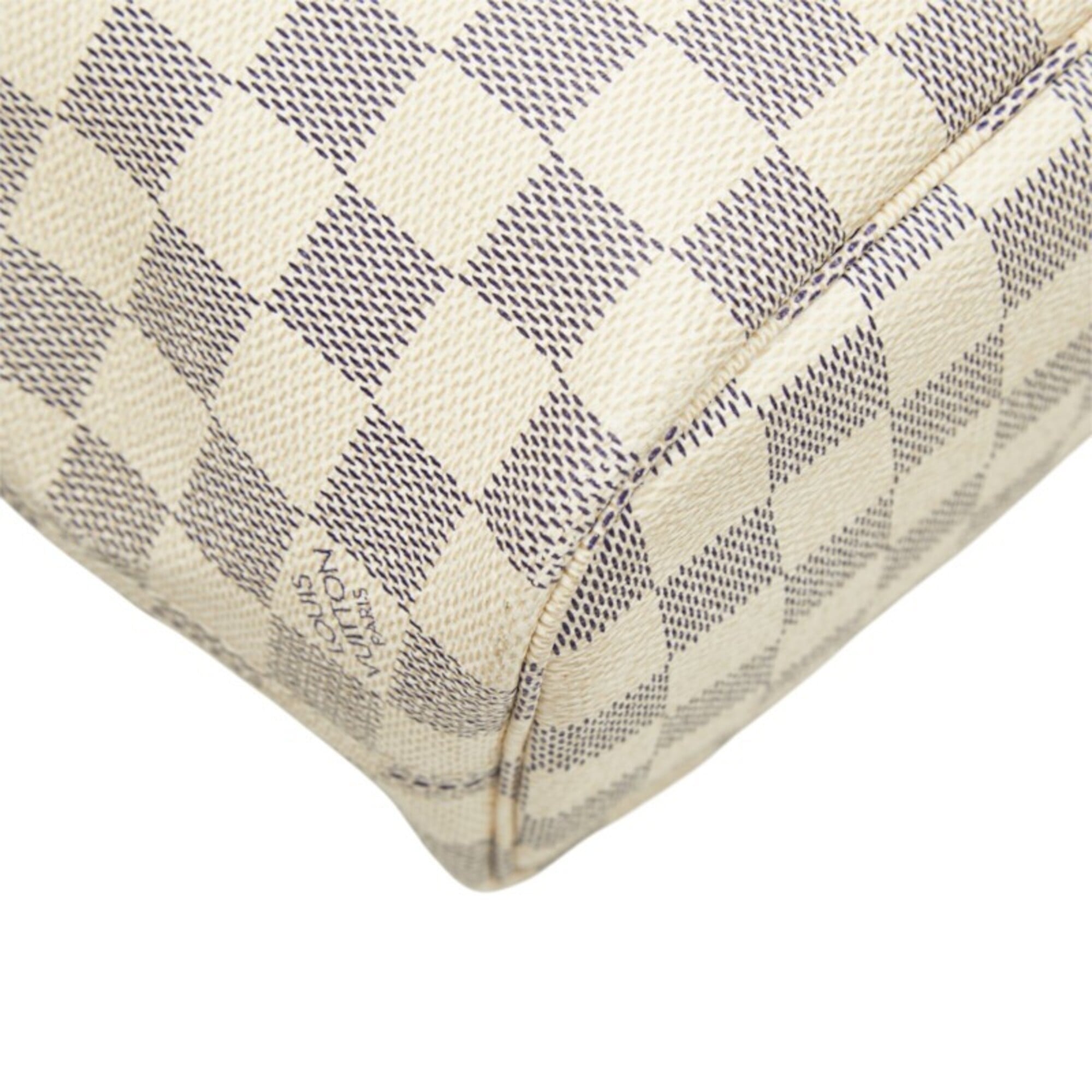 Louis Vuitton Damier Azur White Leather Pvc Handbag Tote Bag (Pre-Owned)