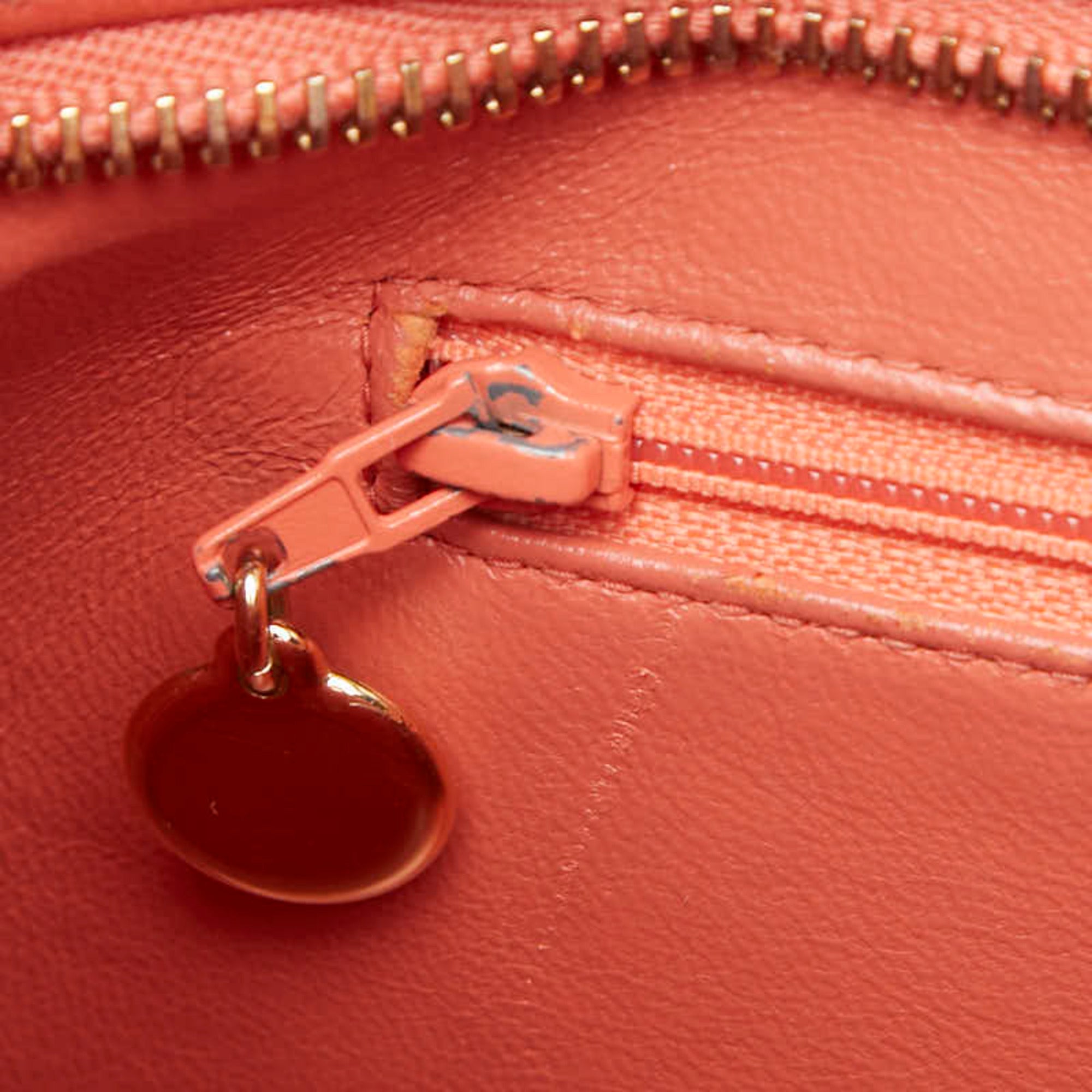 Chanel Matelasse Orange Grained Calfskin Handbag Tote Bag (Pre-Owned)