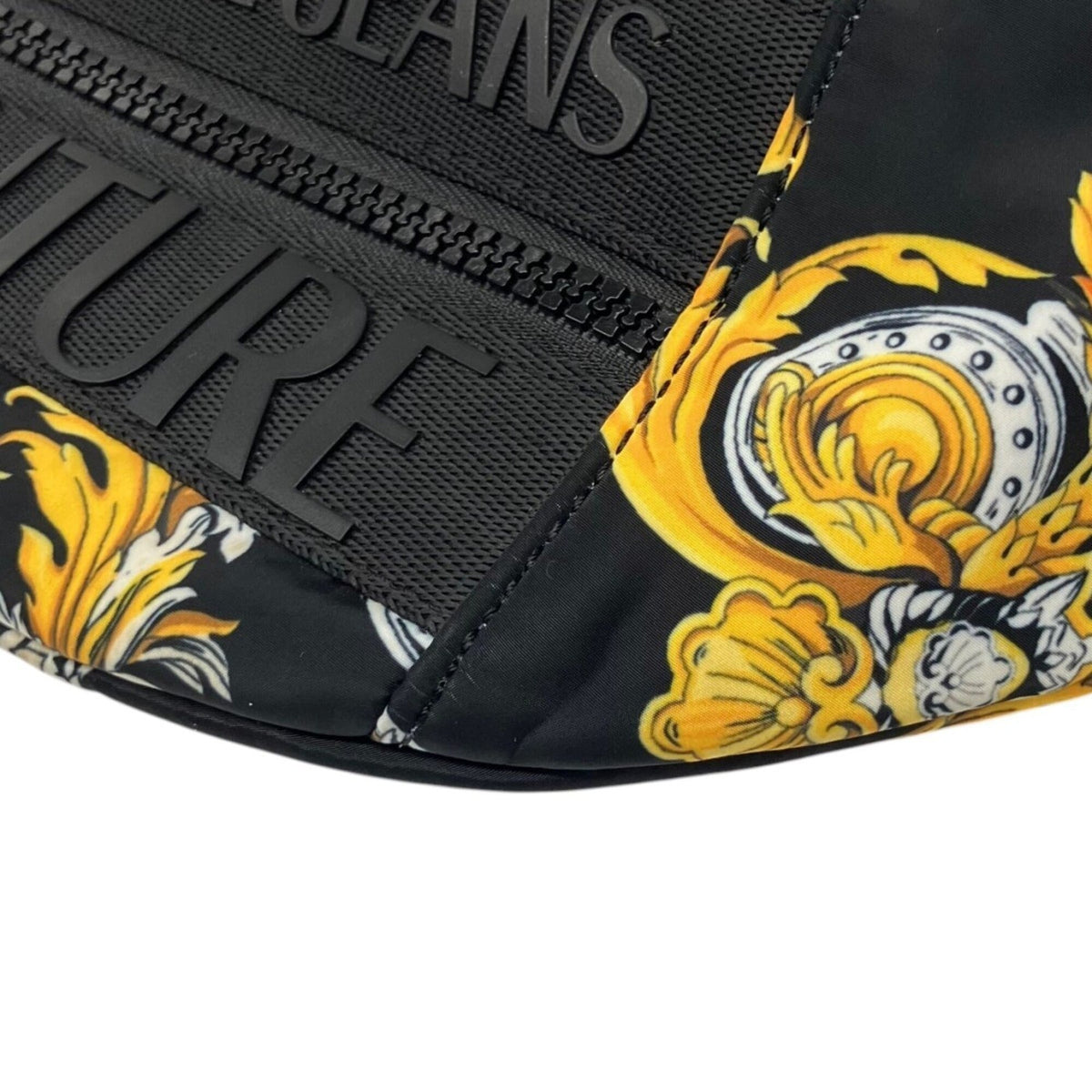 Versace Black Yellow Nylon Fanny Pack Sling Bag (Pre-Owned)
