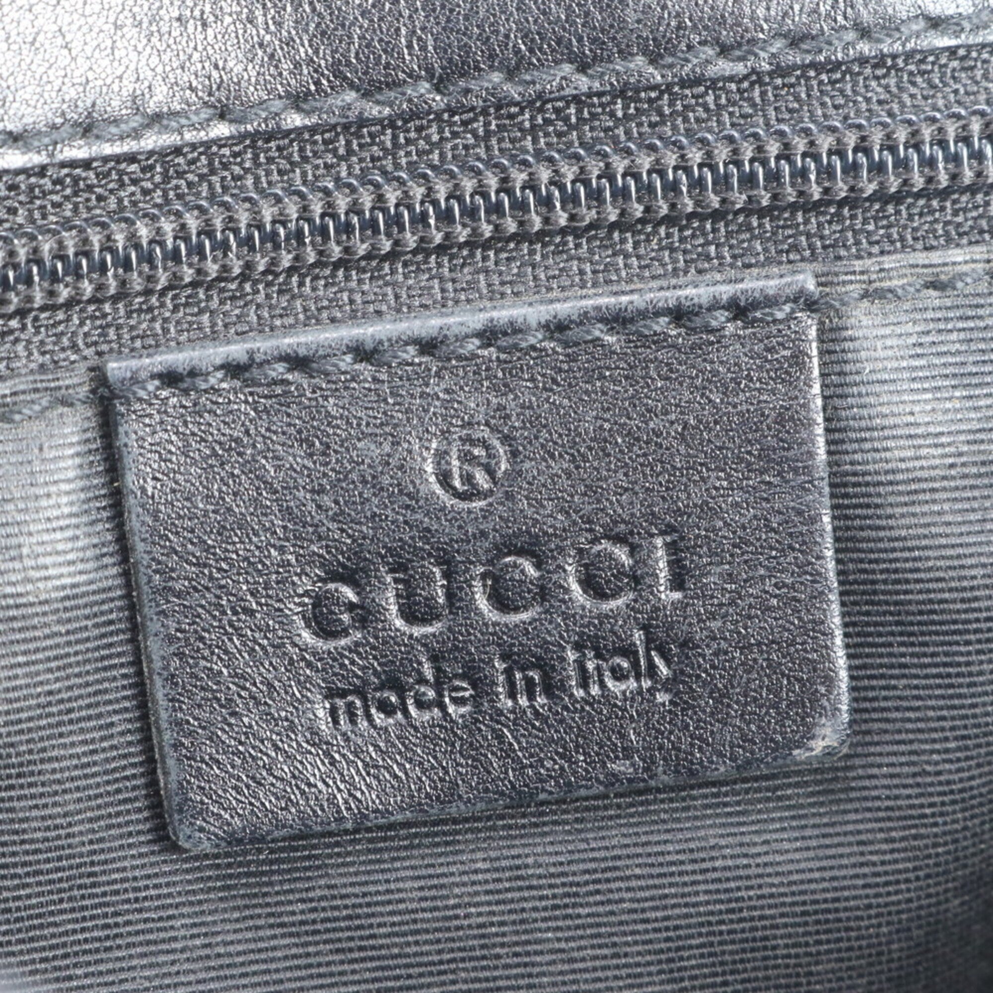 Gucci Gg Canvas Black Gg Canvas Leather Handbag Shoulder Bag (Pre-Owned)